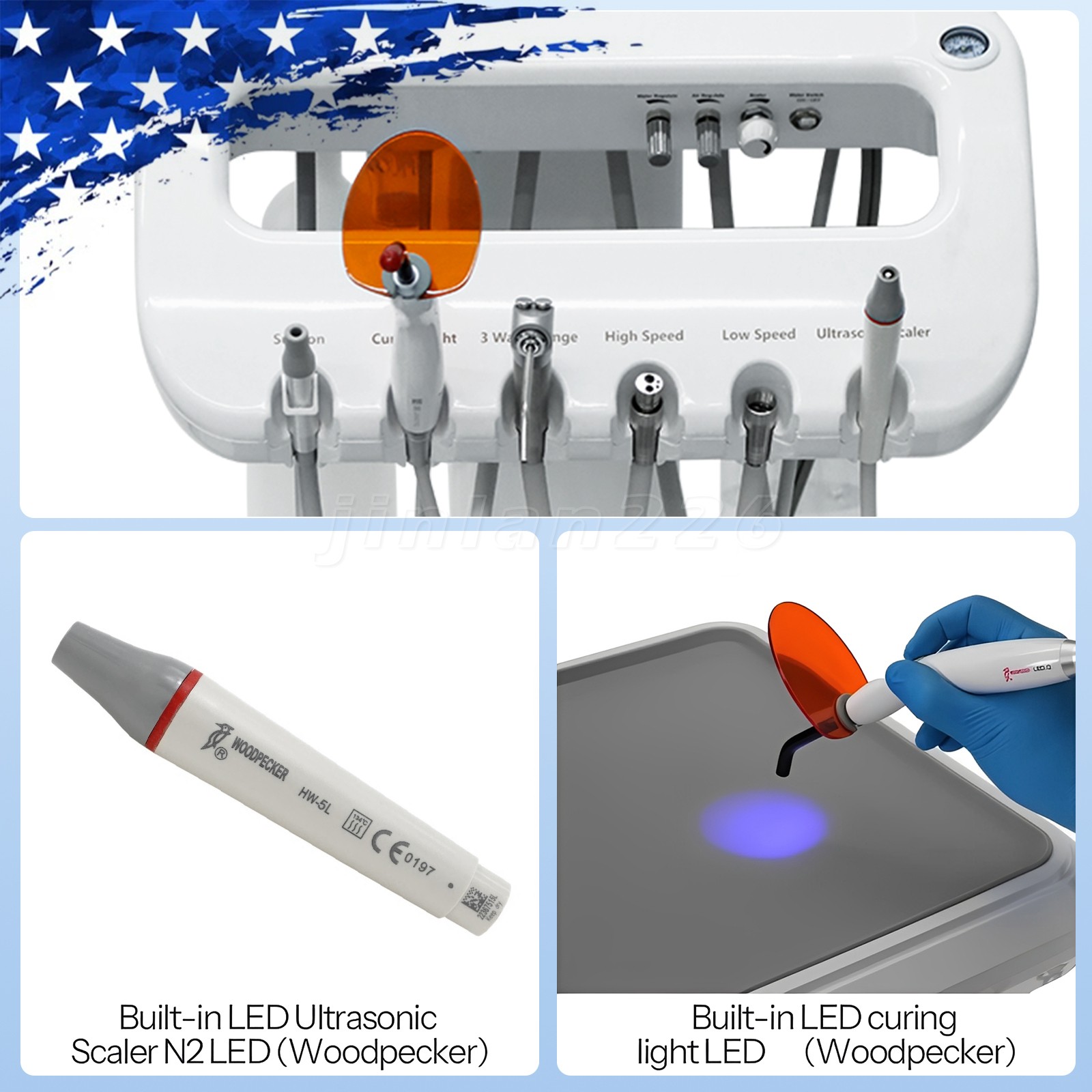 Portable Dental Delivery Unit With Air Compressor Strong Suction 4Hole