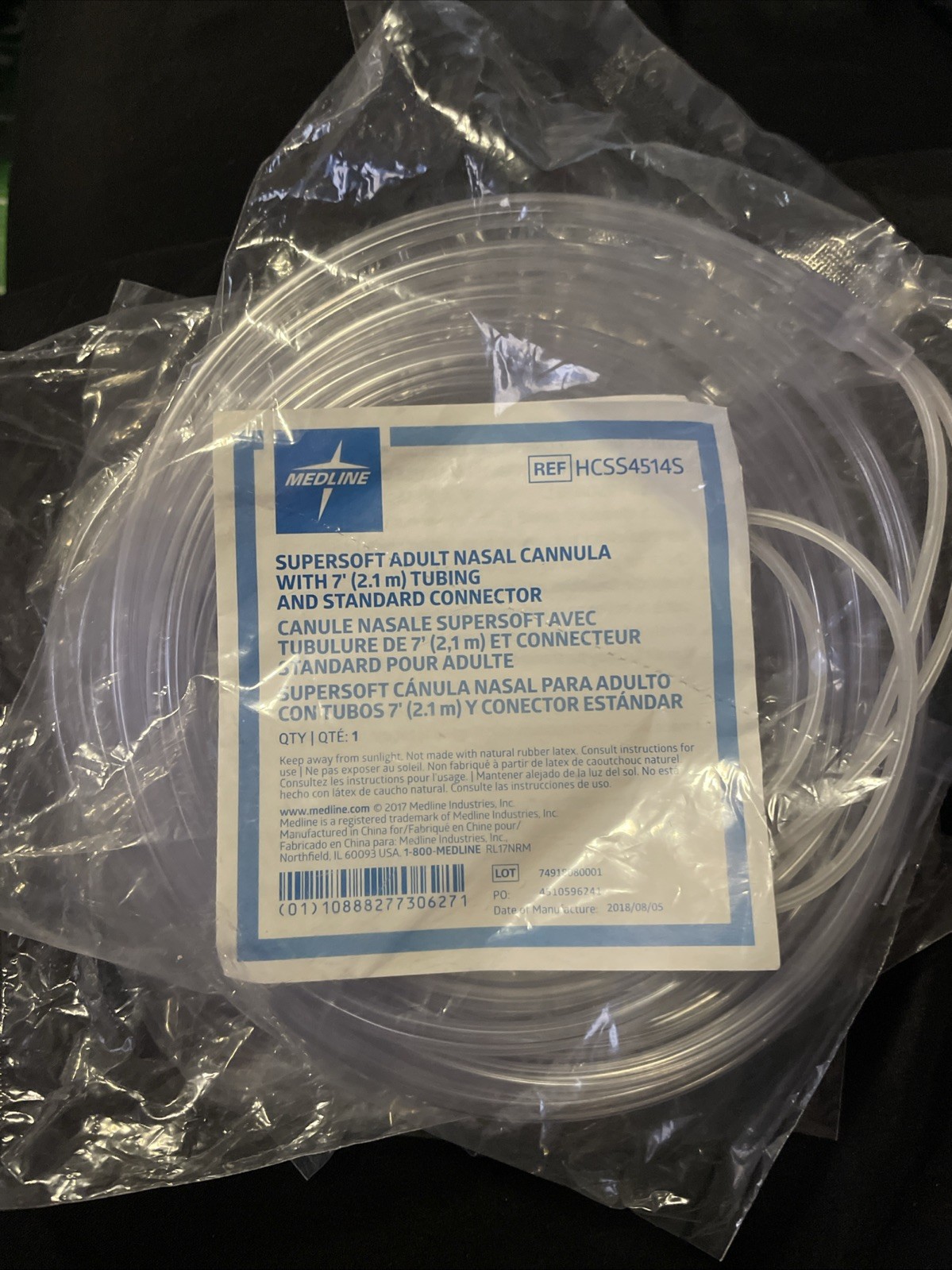 Medline HCSS4514 Supersoft Cannulas w/Standard Connector, 7′ Oxygen 2018/08/05