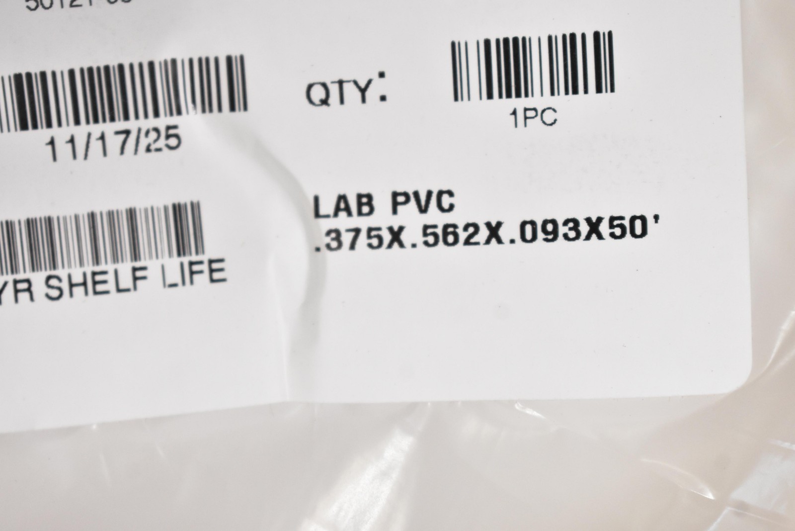 Cole Parmer Clear Lab PVC Tubing 3/8″ ID x 9/16″ OD x 50 Ft Coil 50121-03