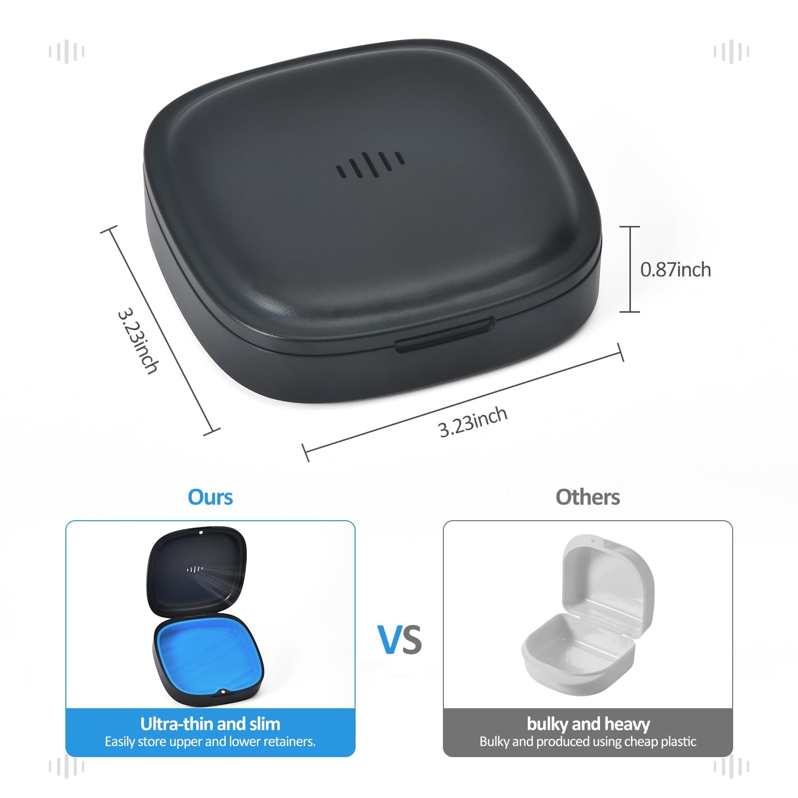 Gaboolo 2 Pack Retainer Case Slim 3.46×3.46×1.14 Inch, 2Pack Black Blue