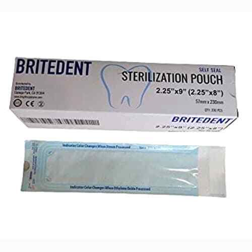 BriteDent 2.25″ x 9″ Self-Sealing Sterilization Pouch, 10 x 200/Box