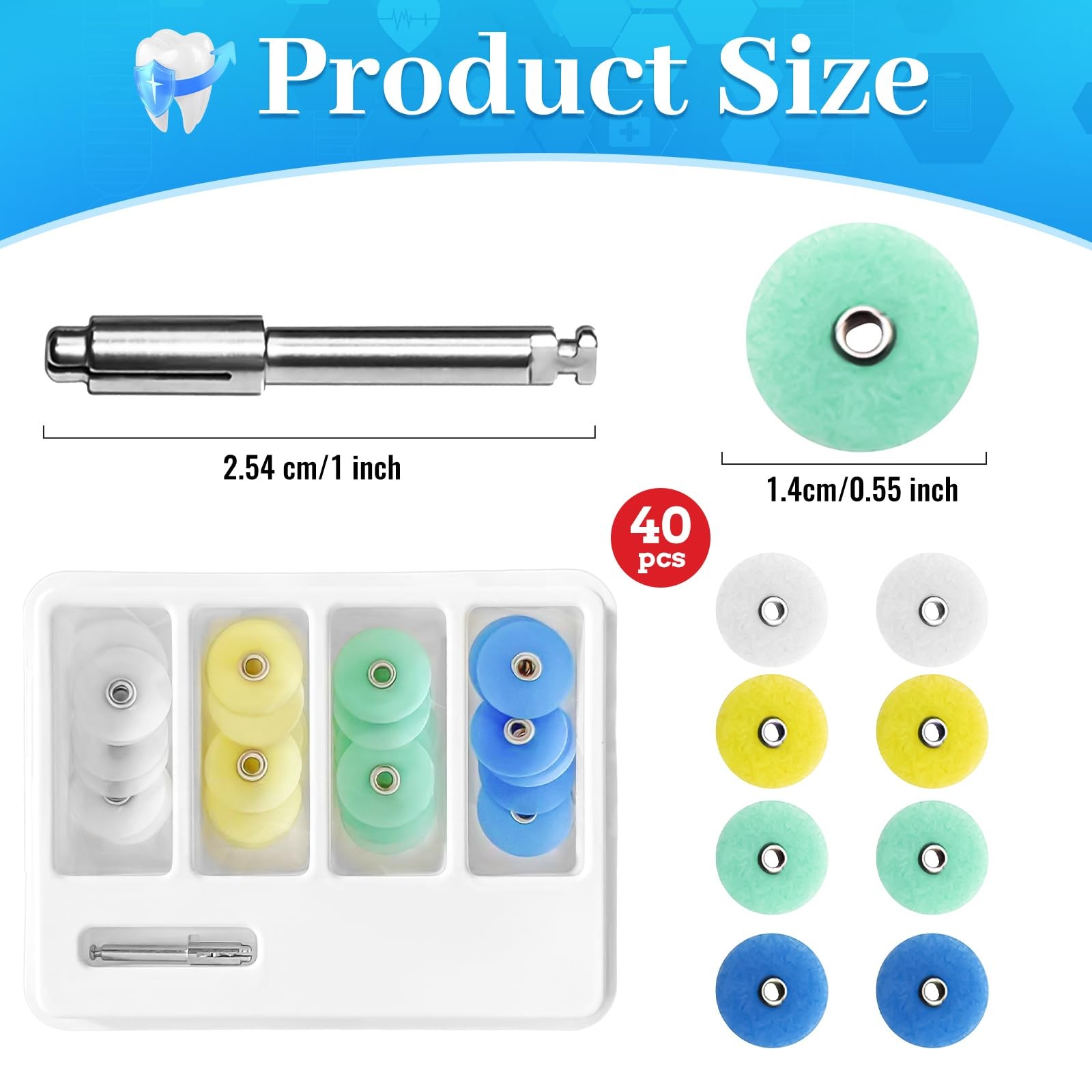 40 Piece 14mm Dental Polishing Discs Assorted Kit, Polisher Supplies…