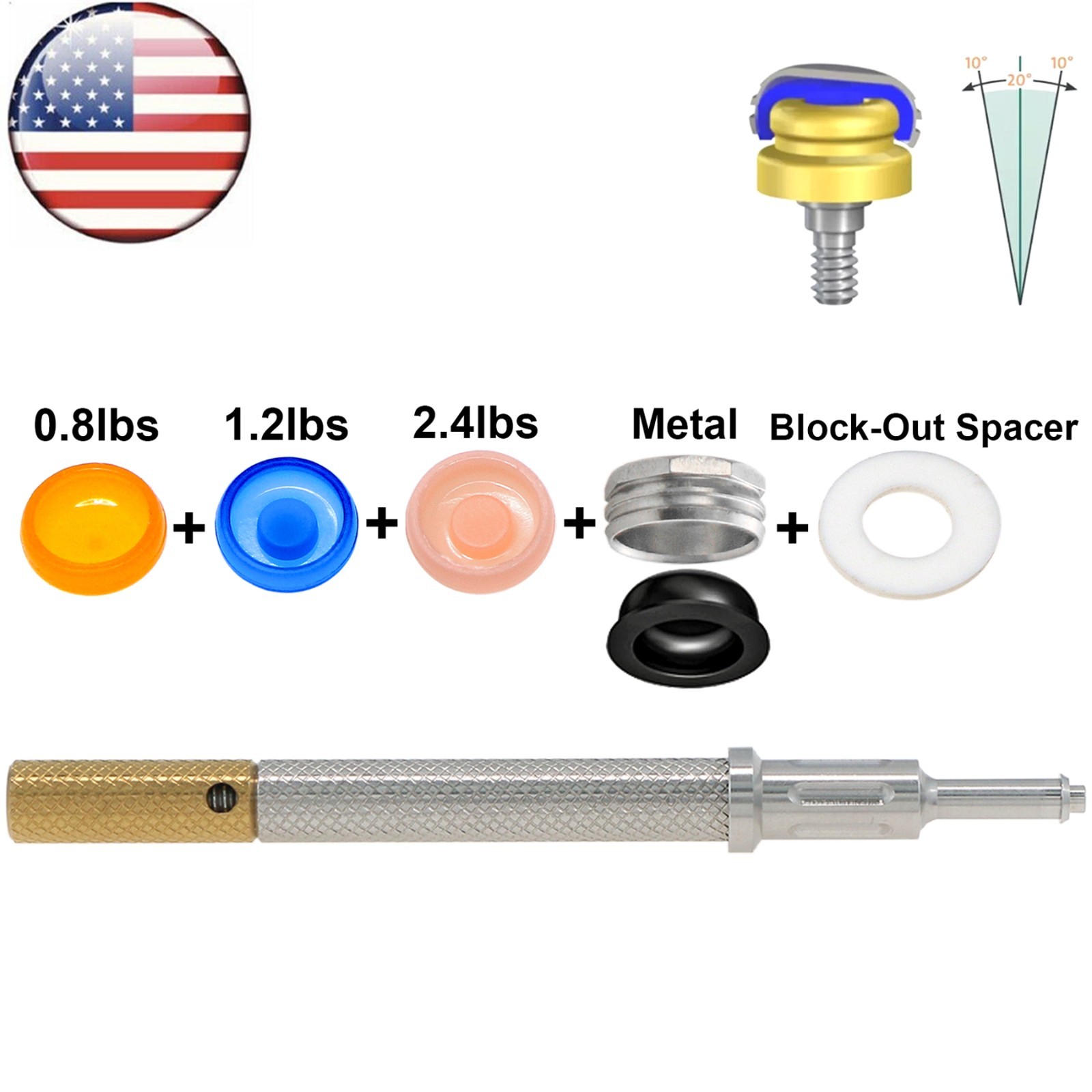 US Dental Overdenture Retention Caps Locator Core Tool Abutment Implant Inserts