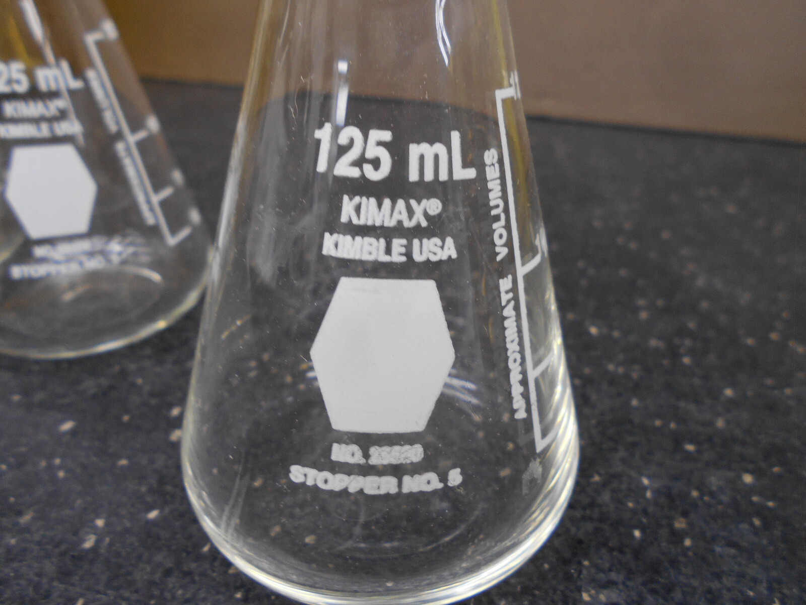 LOT OF 3 KIMBLE KIMAX 26500 125mL ERLENMEYER GLASS FLASK