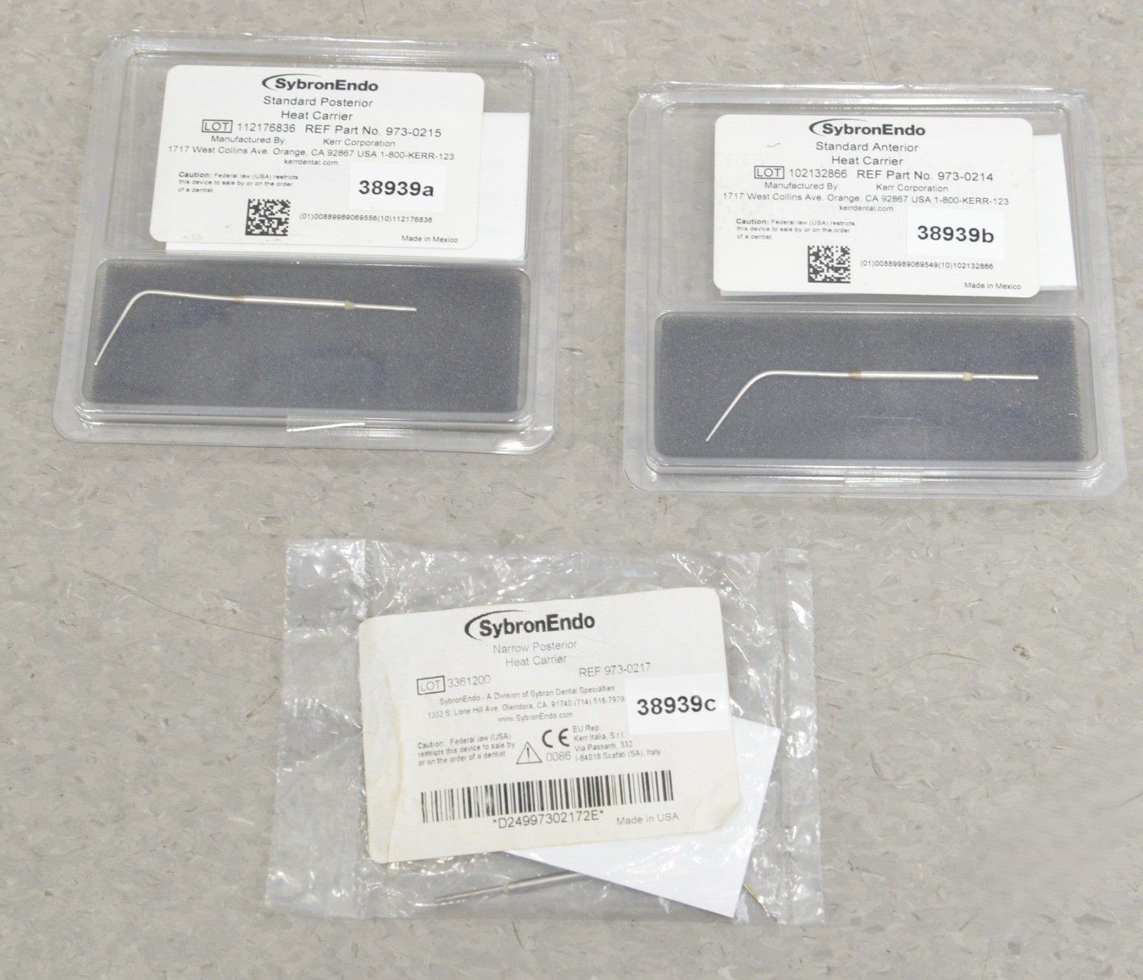 Lot of 3 SybronEndo Standard/Narrow Posterior Heat Carriers