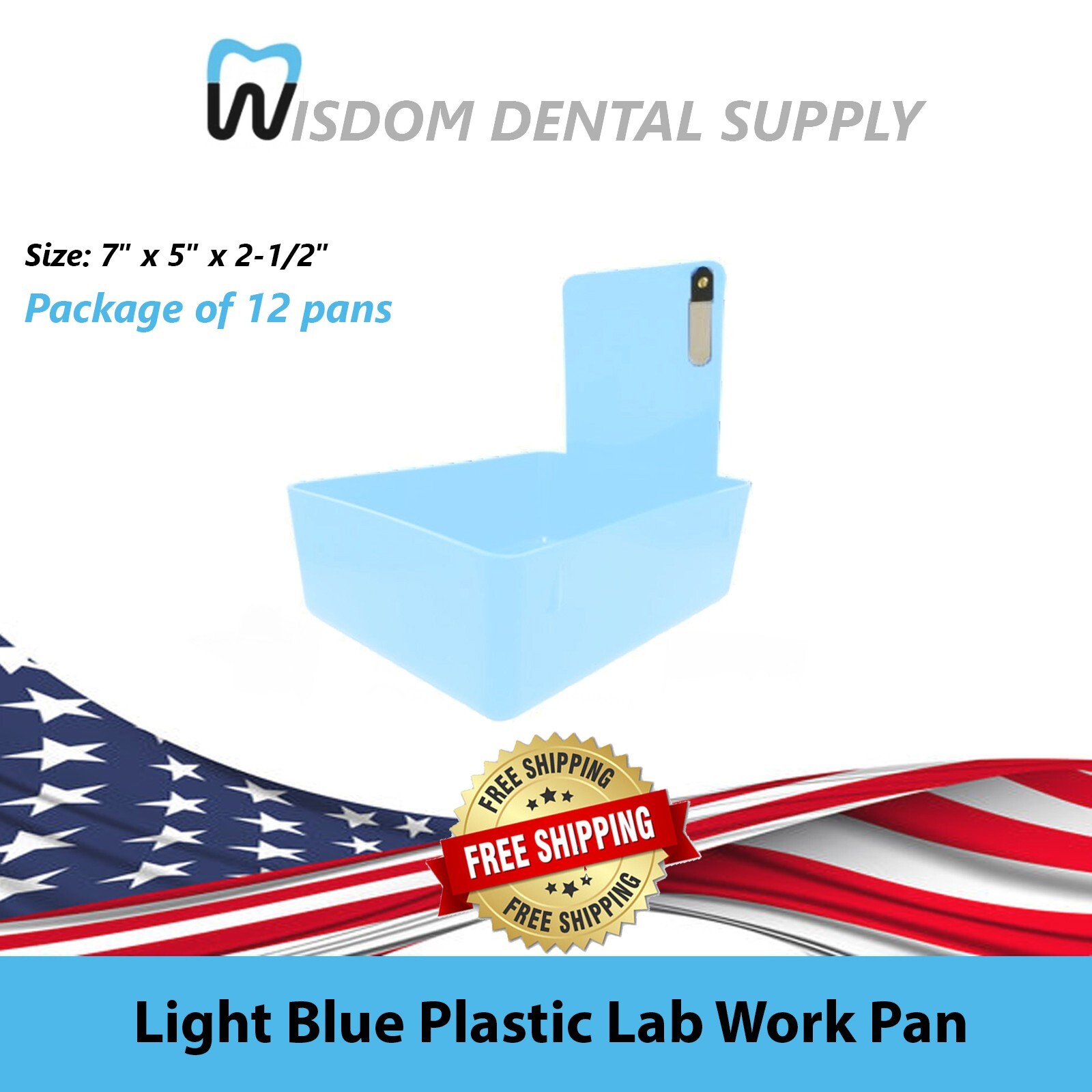 SALE! Keystone Light Blue Plastic Lab Work Pan, 12/pack. Size: 7″ x 5″ x 2-1/2″