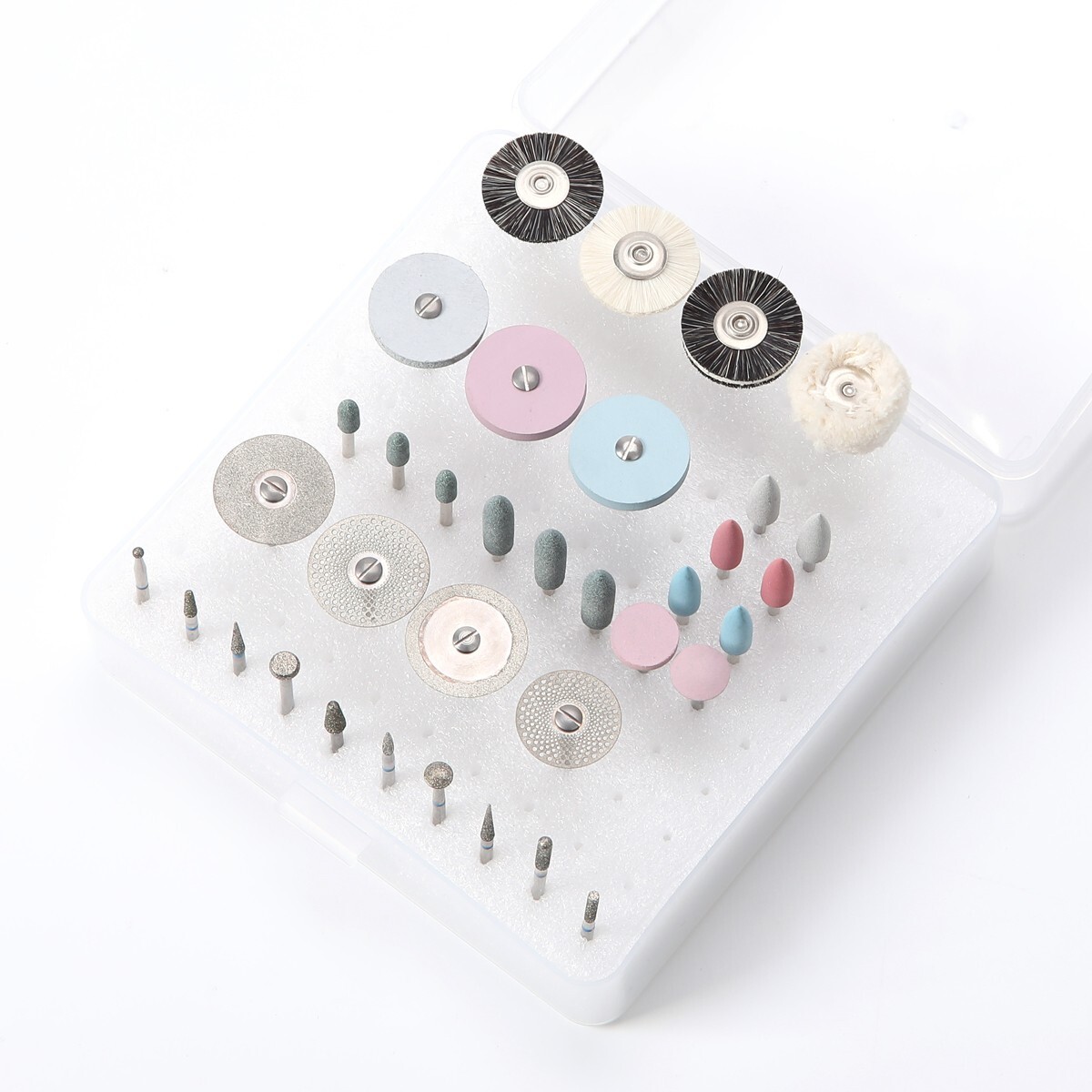 Dental Diamond Burs Polishing Brushes HP Polishers Stone Silicon Wheel Discs Kit
