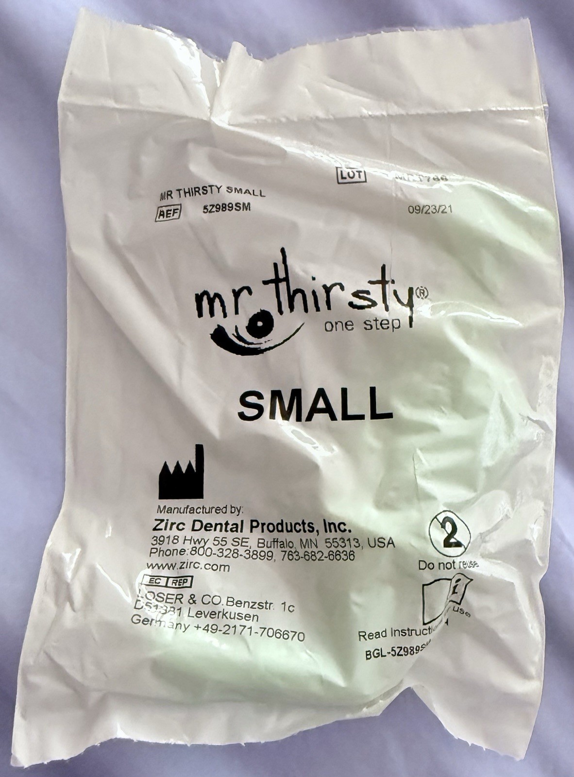 Zirc Dental Mr. Thirsty One Step Isolation small/pedo 10 Pk individually package