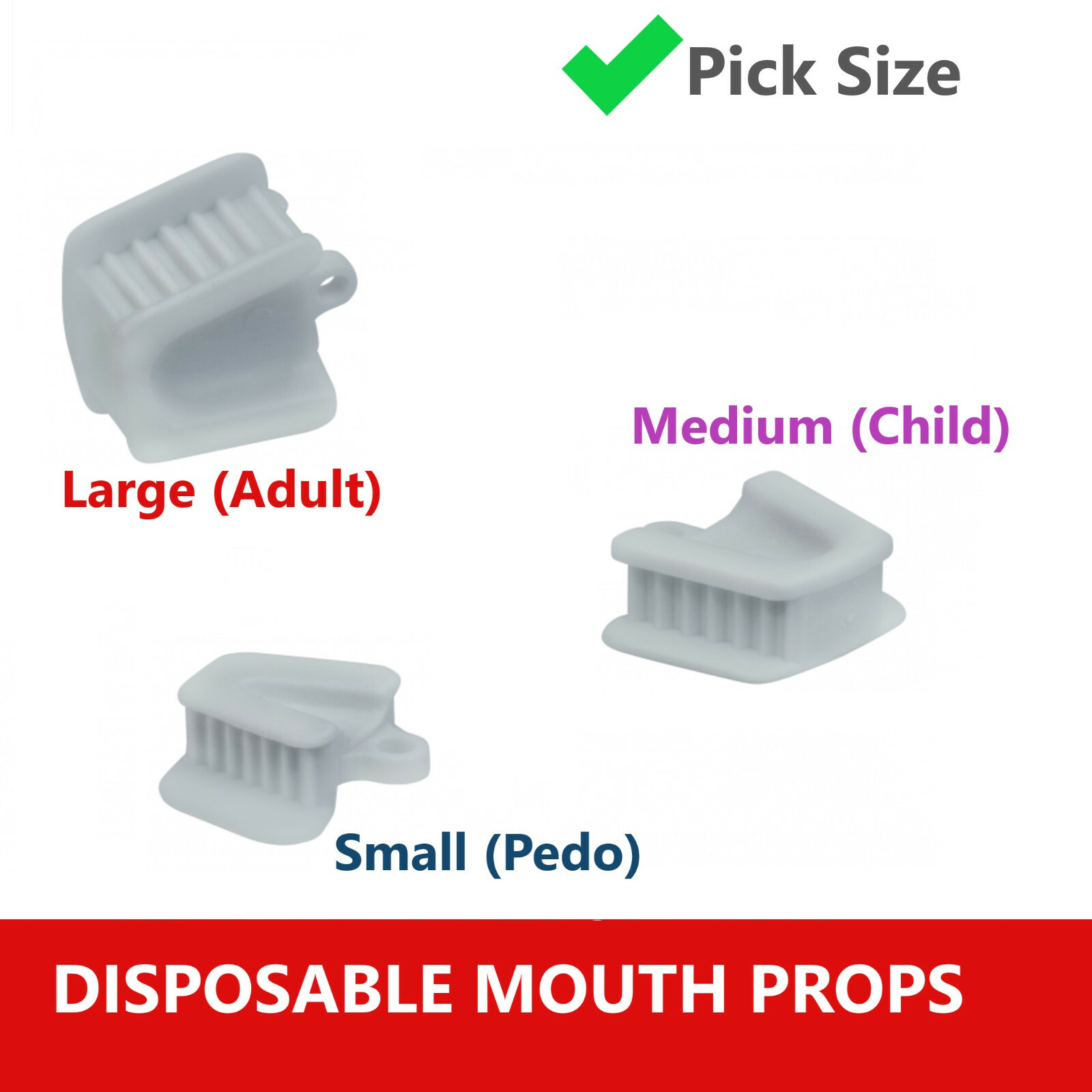 Dental Ortho Piercing Disposable Mouth Props Bite Blocks 48 pcs – Medium, Small