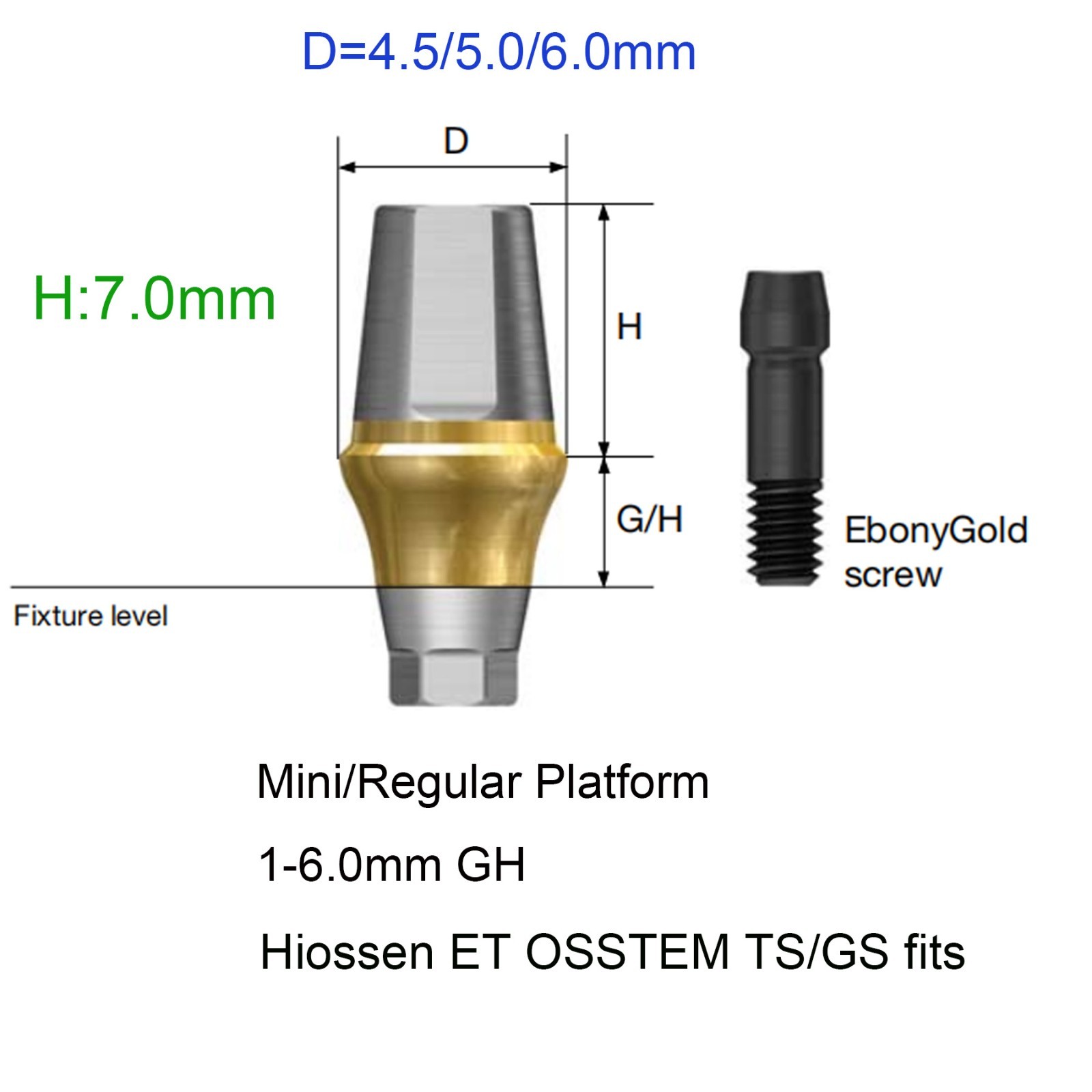 US Hiossen ET Dental Titanium Straight Cemented Abutment For Bridge Restoration