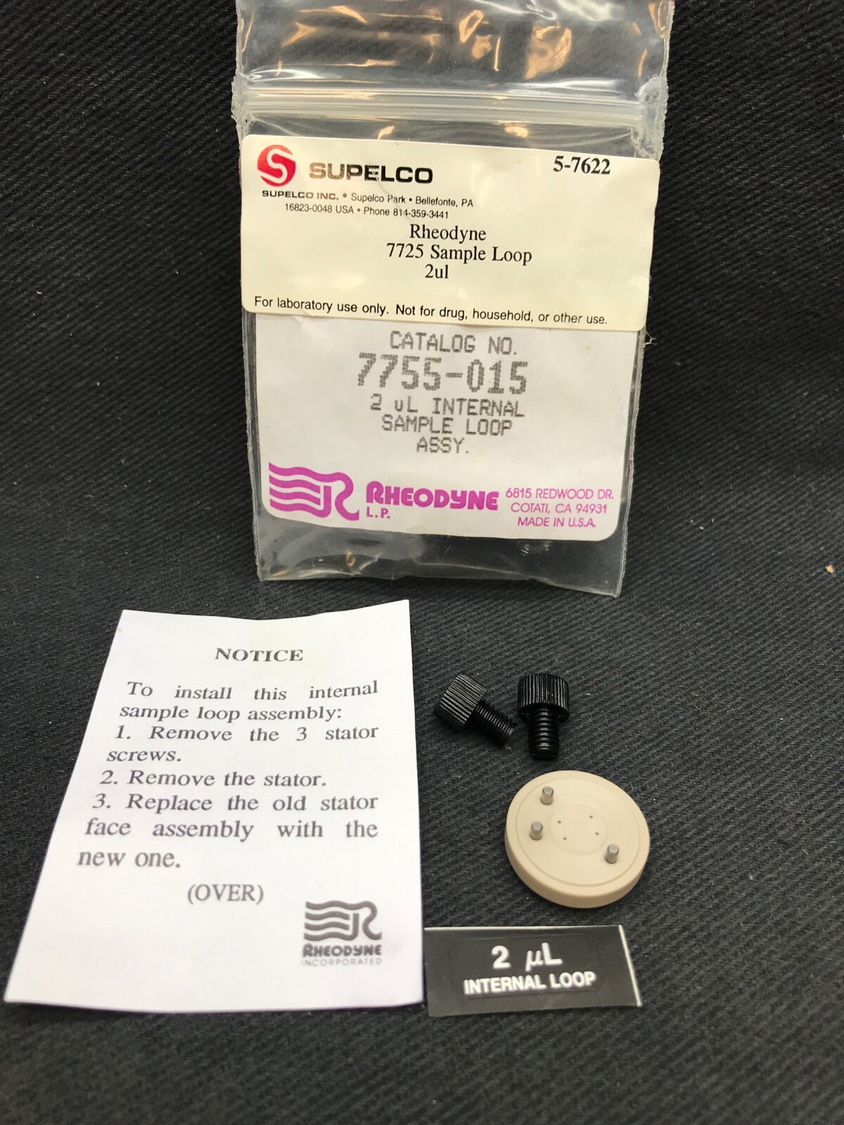 RHEODYNE 2uL PEEK Internal Sample Loop Assembly for 7725i/9725i 7755-015