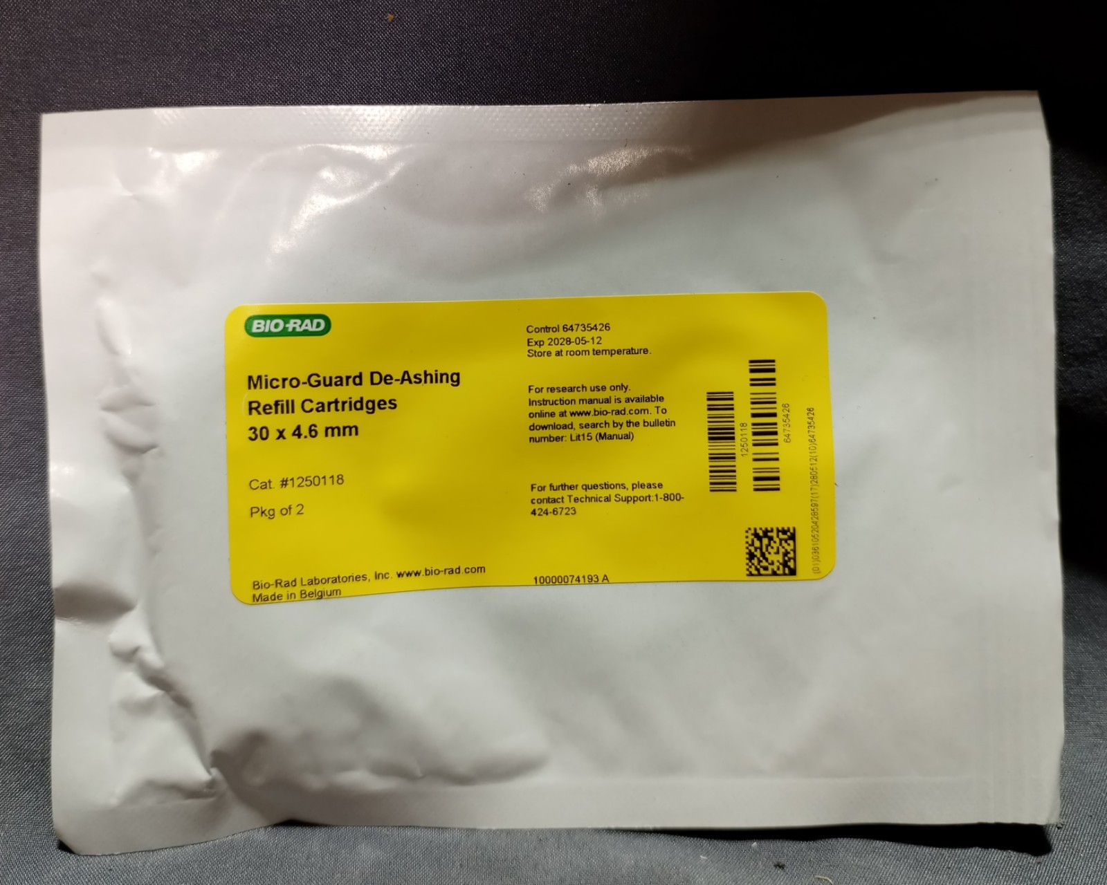 Pack Of 2 Bio – Rad Micro-Guard Refill Cartridge 30×4.6mm 1250118 Exp 2028-05-12