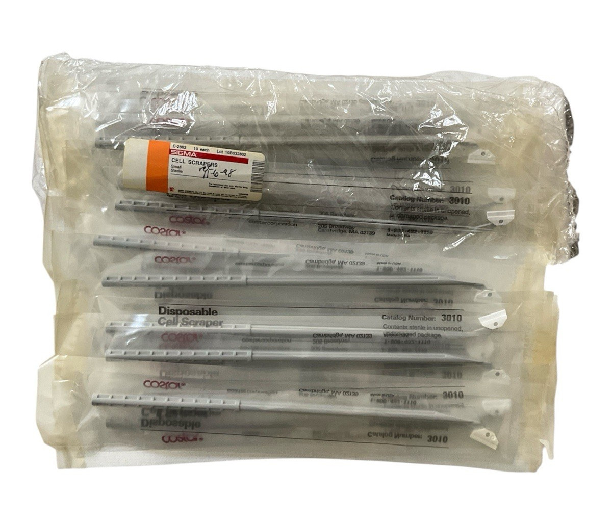 Lot of 20 Costar 3010 Small Sterile Modified Polystyrene Cell Scraper Sealed