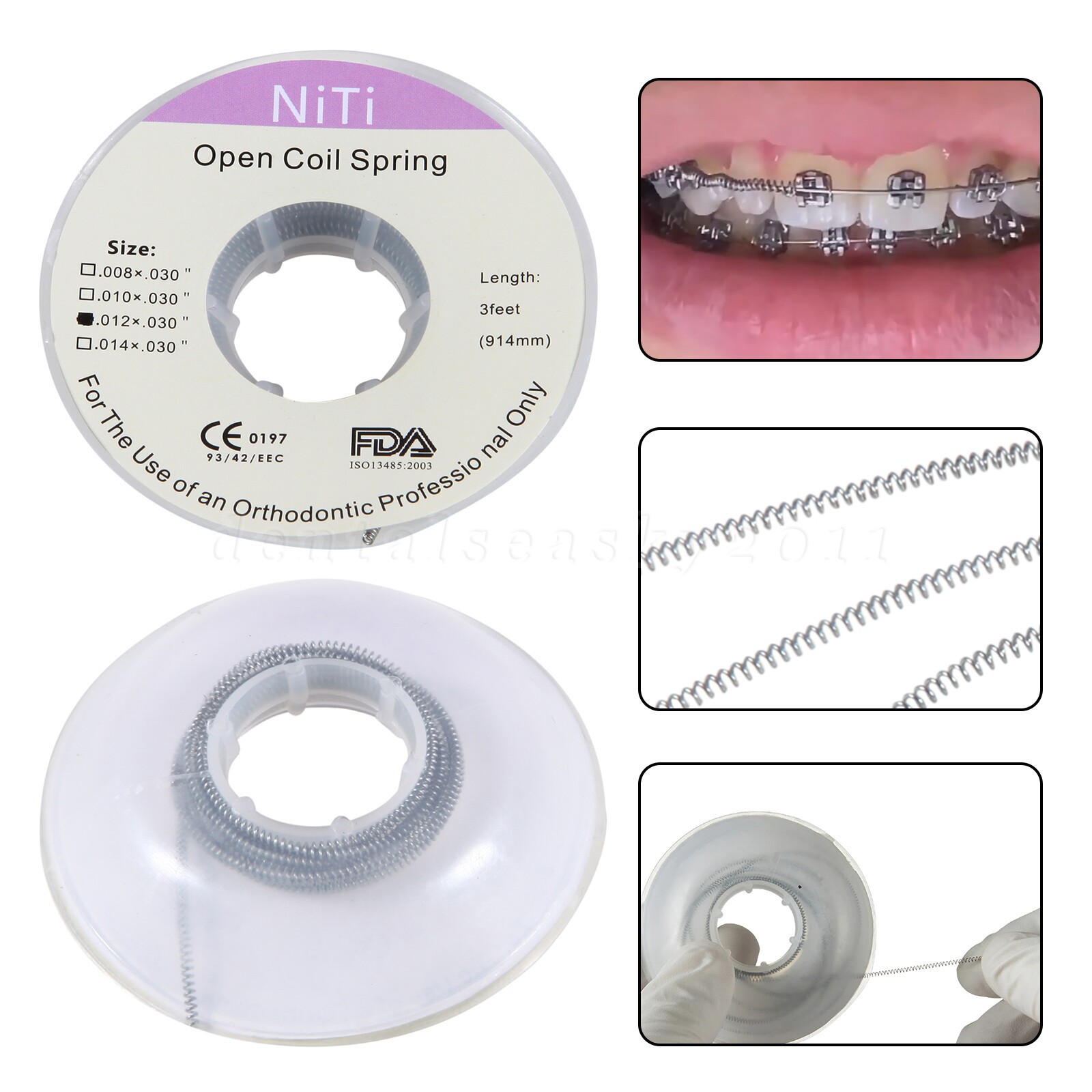 Orthodontic Dental Braces Niti Open Coil Spring Dia.012 Inch/.030 Inch 914mm dk