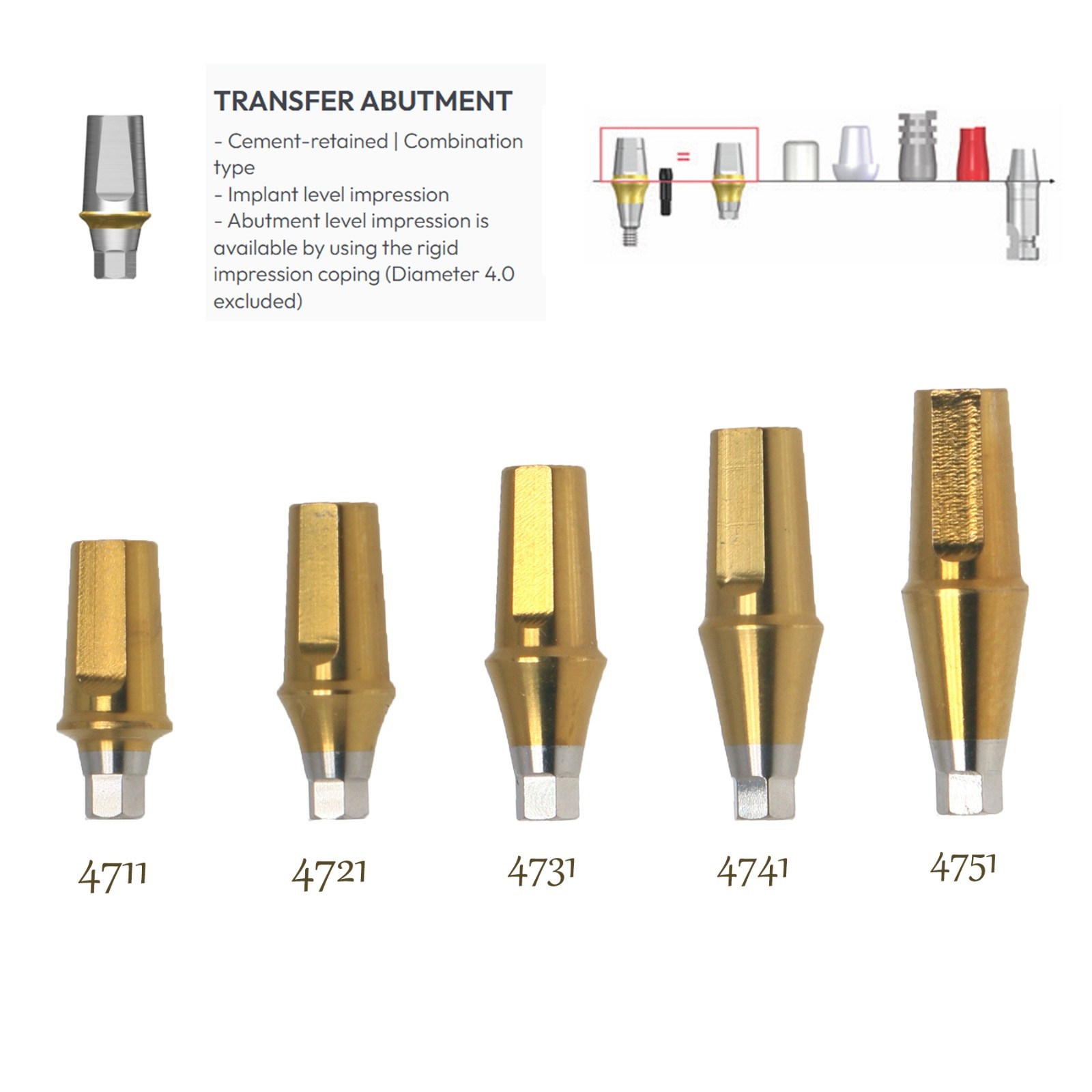 US Dental Mini Straight Titanium Abutment Transfer Abutment Fit Osstem Hiossen