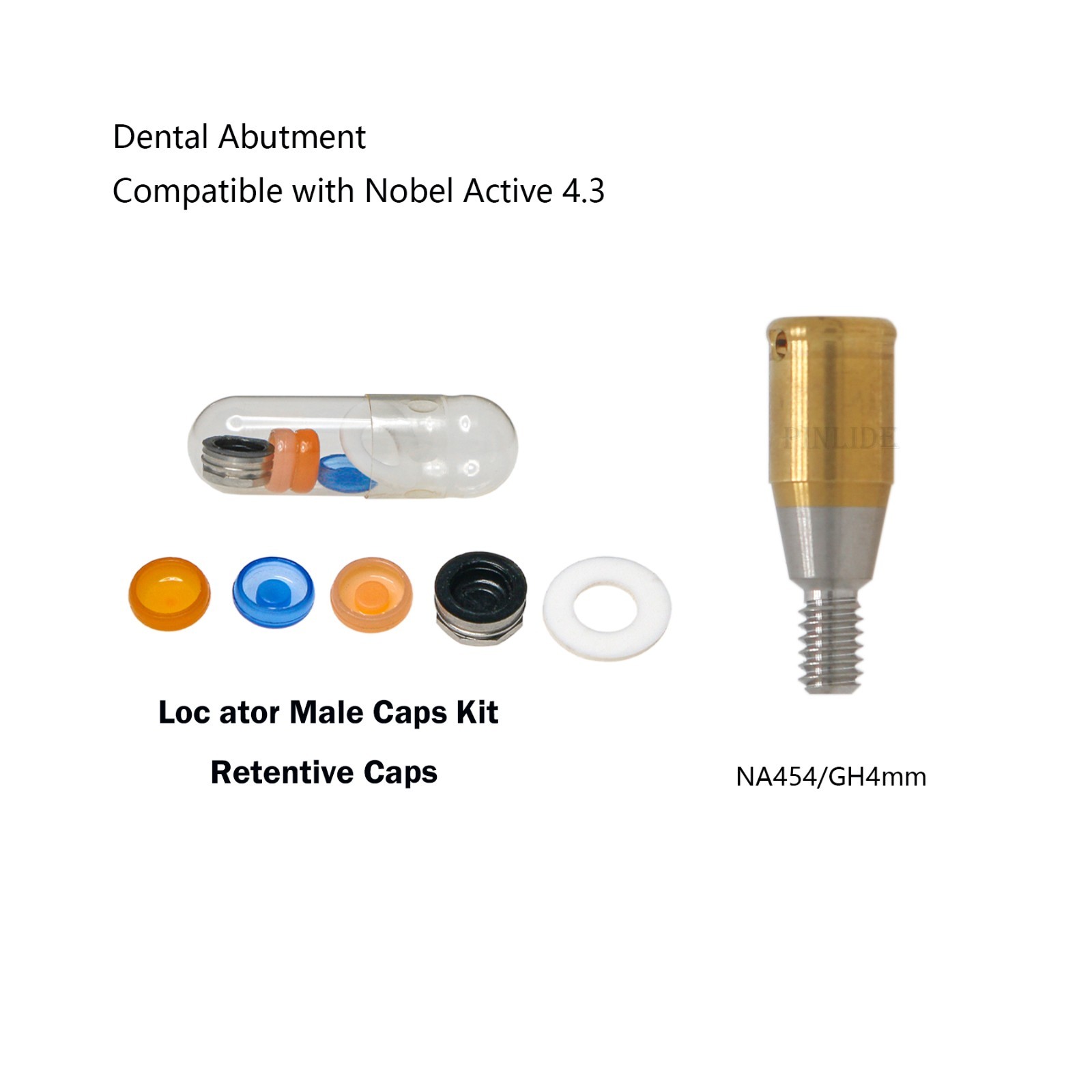 Locator Abutment Attachment Retention Cap Inserts Tool For Nobel Active RP 4.3mm