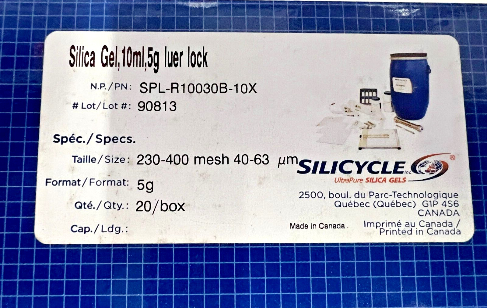 Silicycle SPL-R10030B-10X Silica Gel 10mL 5g Luer Lock Box of 20