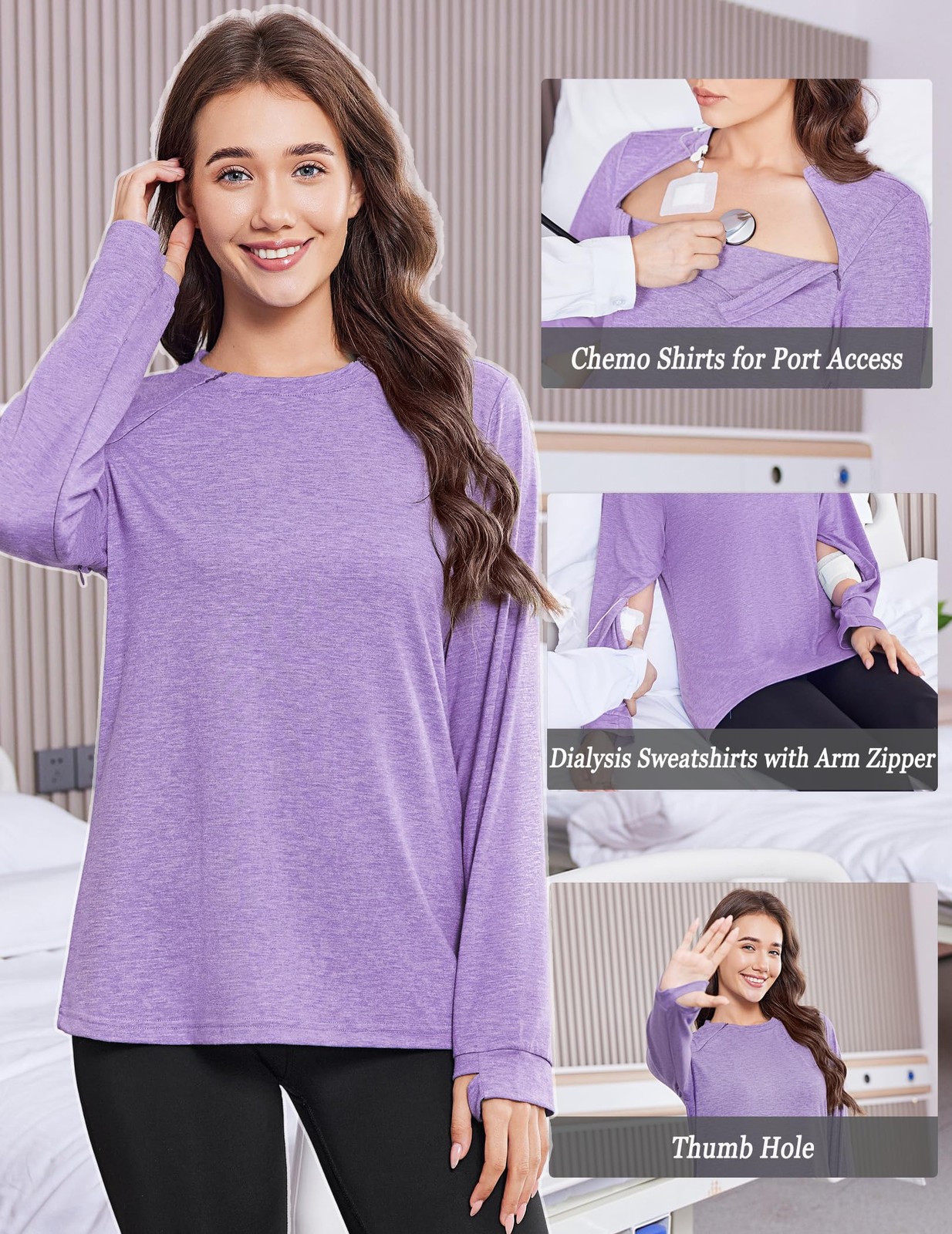 Deyeek Chemotherapy Must Haves for Women Post Shoulder XX-Large, Purple