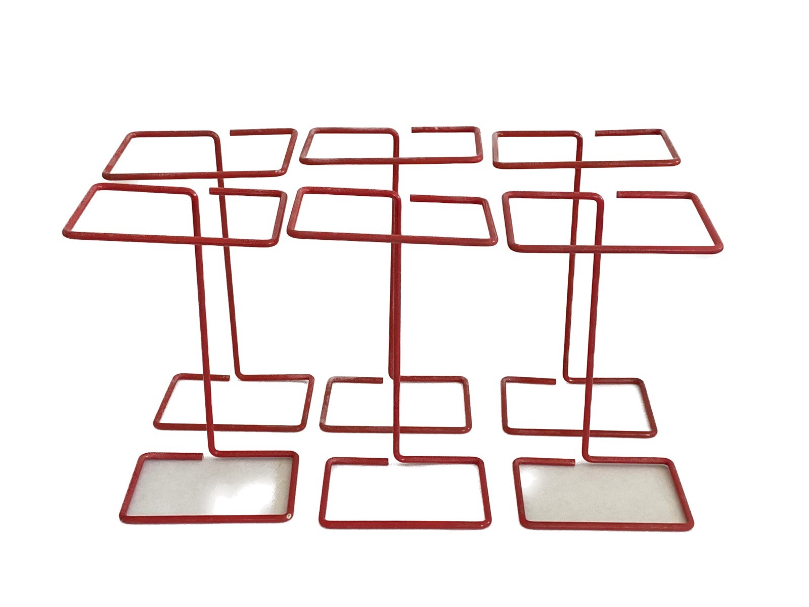 (6) Laboratory Red Poxygrid Bench-Top Biohazard Wire Frame Bag Holders