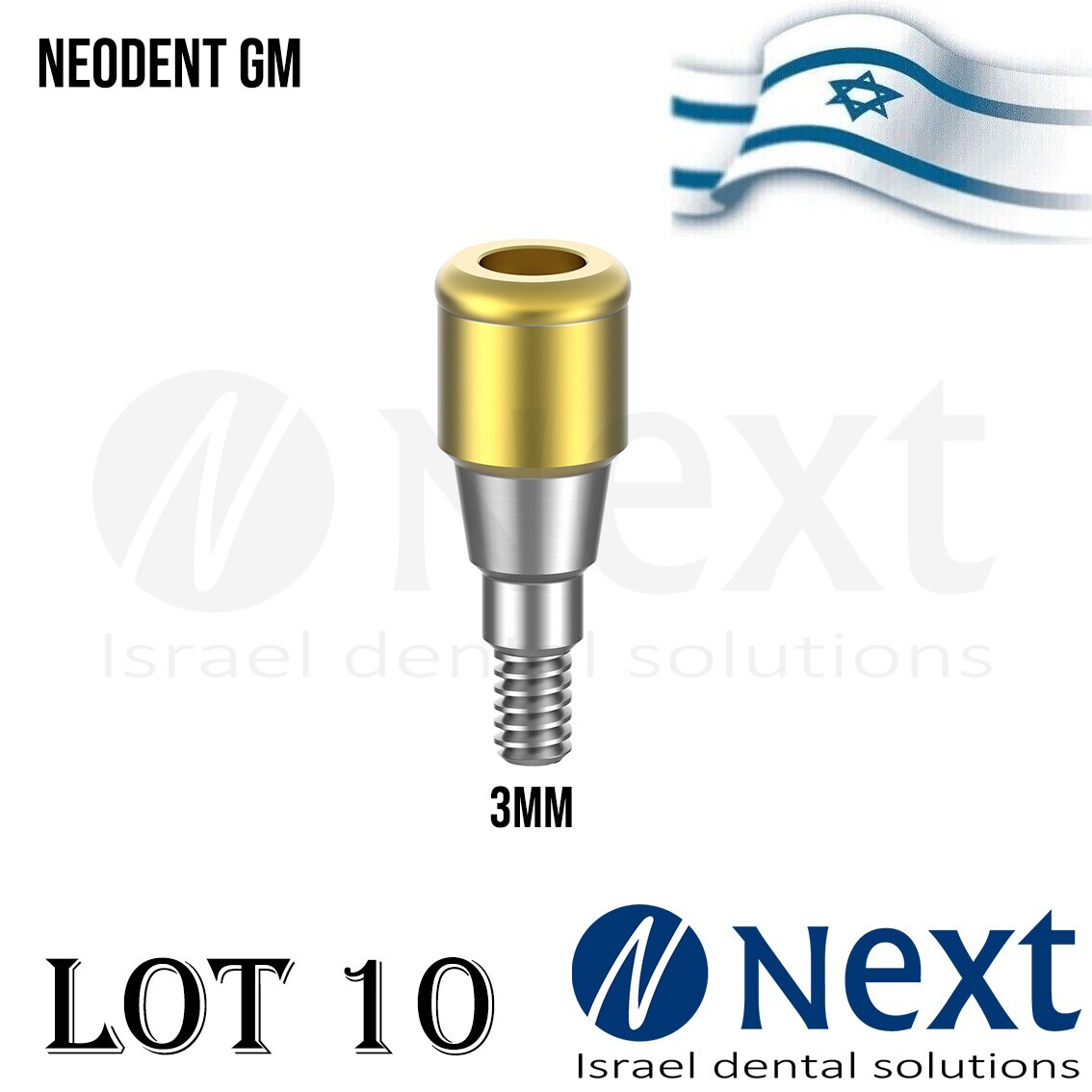 LOTx10 Dental Abutment Flat attachment Neo Dent GM Grand Morse conical 3 mm
