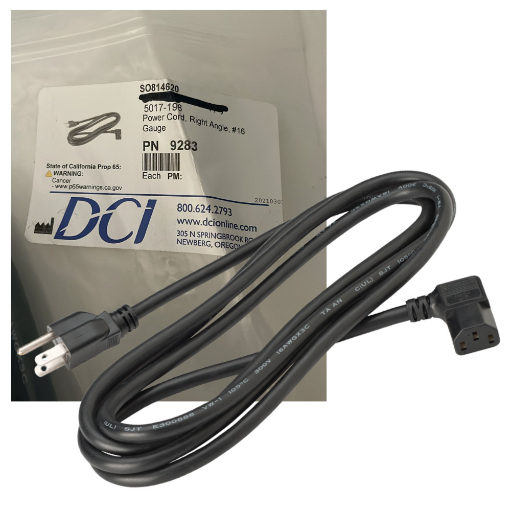DCI Power Cord, Right Angle, #16 Gauge 7.5ft Long Power Cable Lead – PN 9283