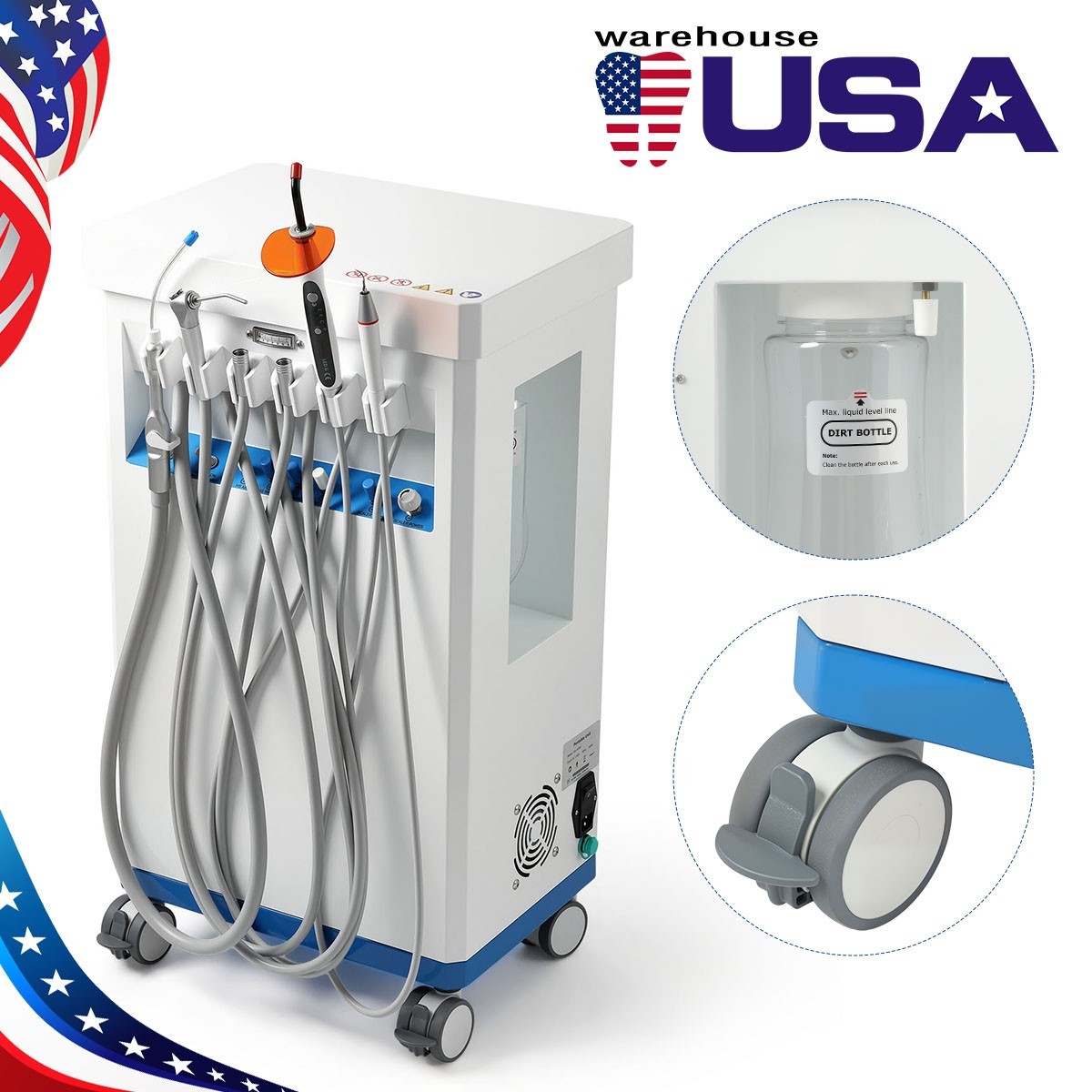 GU-P209 Dental Mobile Delivery Cart Treatment Unit Air Compressor Suction FDA