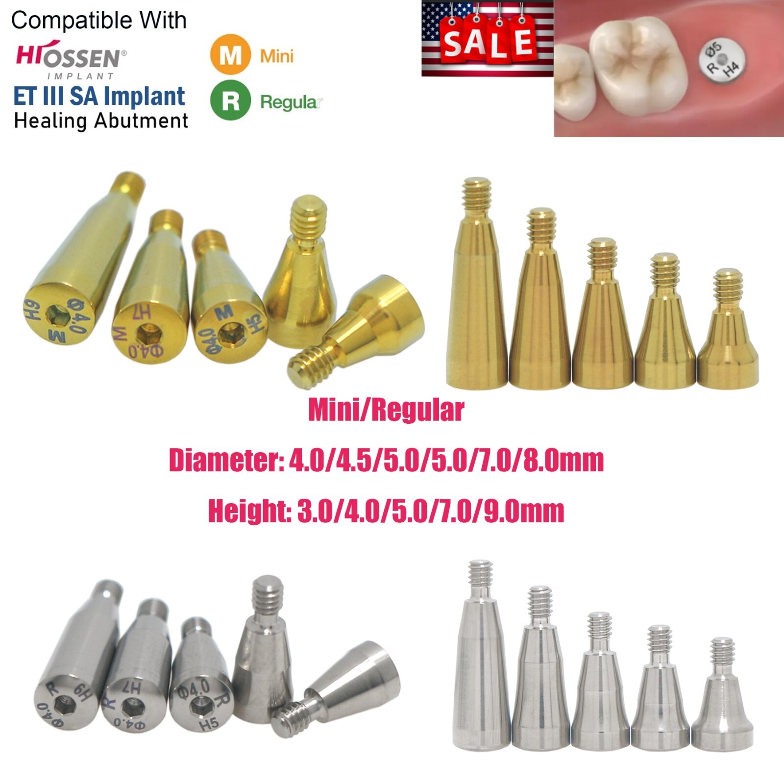 US Dental Healing Abutment Cap Driver Mini Regular Platform Fit Osstem & Hiossen