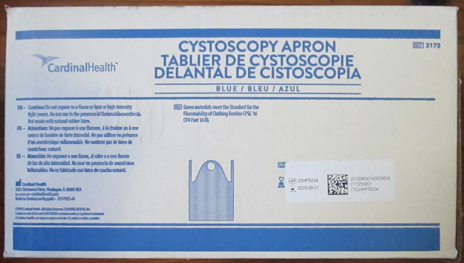 Cardinal Health Cystoscopy Apron Pack – 20/Box Blue 3175