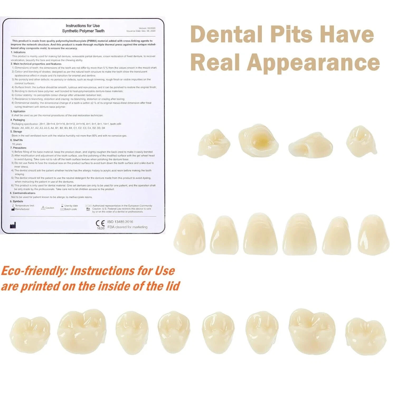 HUGE Dental Synthetic Polymer Teeth Resin False Teeth Denture Replacement 28/P