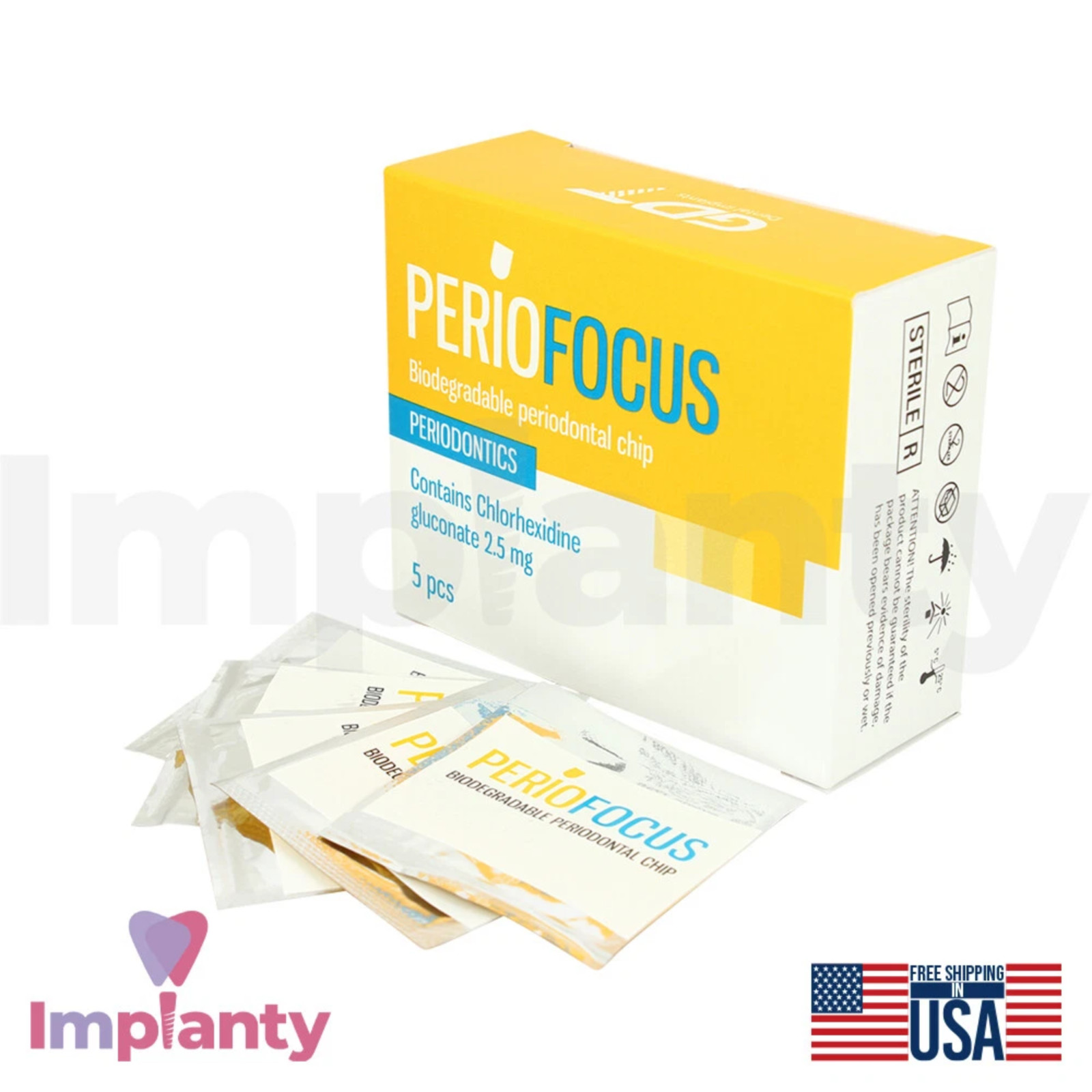 GDT Dental Peri0Focus ChI0rhexidine Chip Collagen Orange-Brown Sterile Dentistry