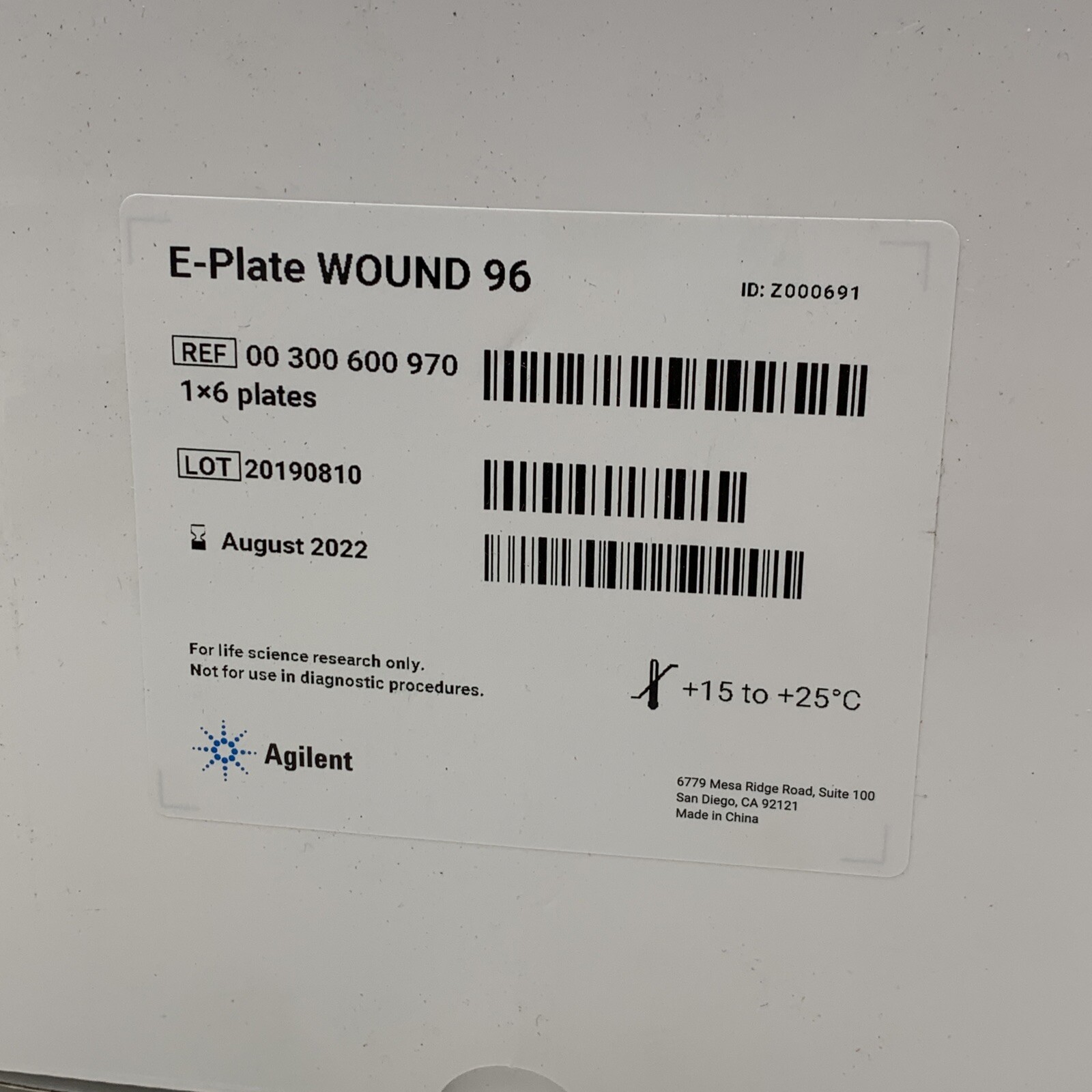 (6-Plates) Agilent 300600980 E-Plate Wound 96, EXPIRED August 2022