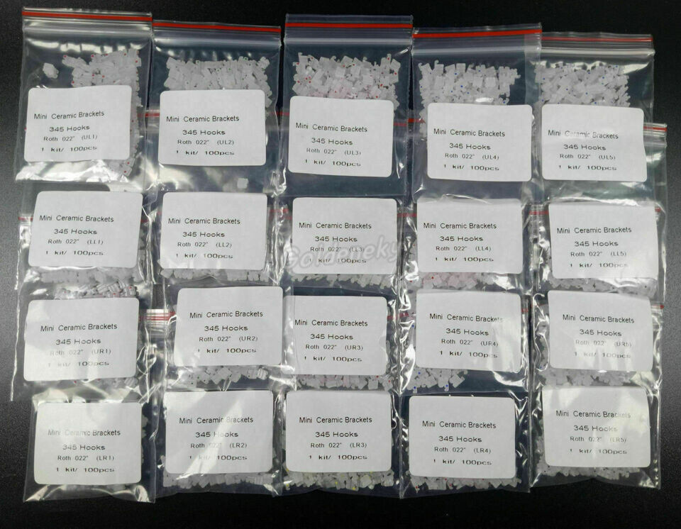 Dental Orthodontic Bracket Braces In Bulk Mini Roth 022 Slot Hooks 345 Ceramic