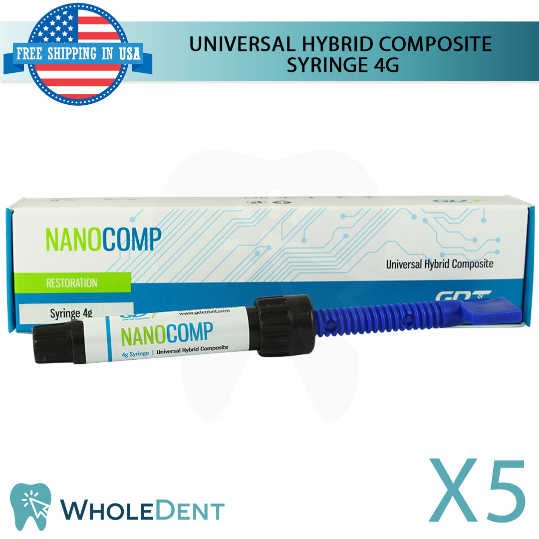 5 NanoComp Universal Hybrid Composite Dental Filling Syringes Restoration 4g