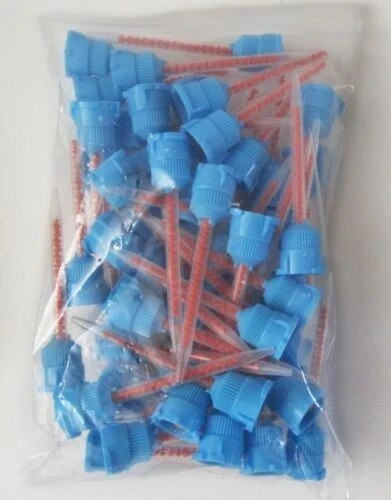 Dental BLUE ORANGE Mixing Tips for Crown & Bridge Impression Material 50pcs Pack