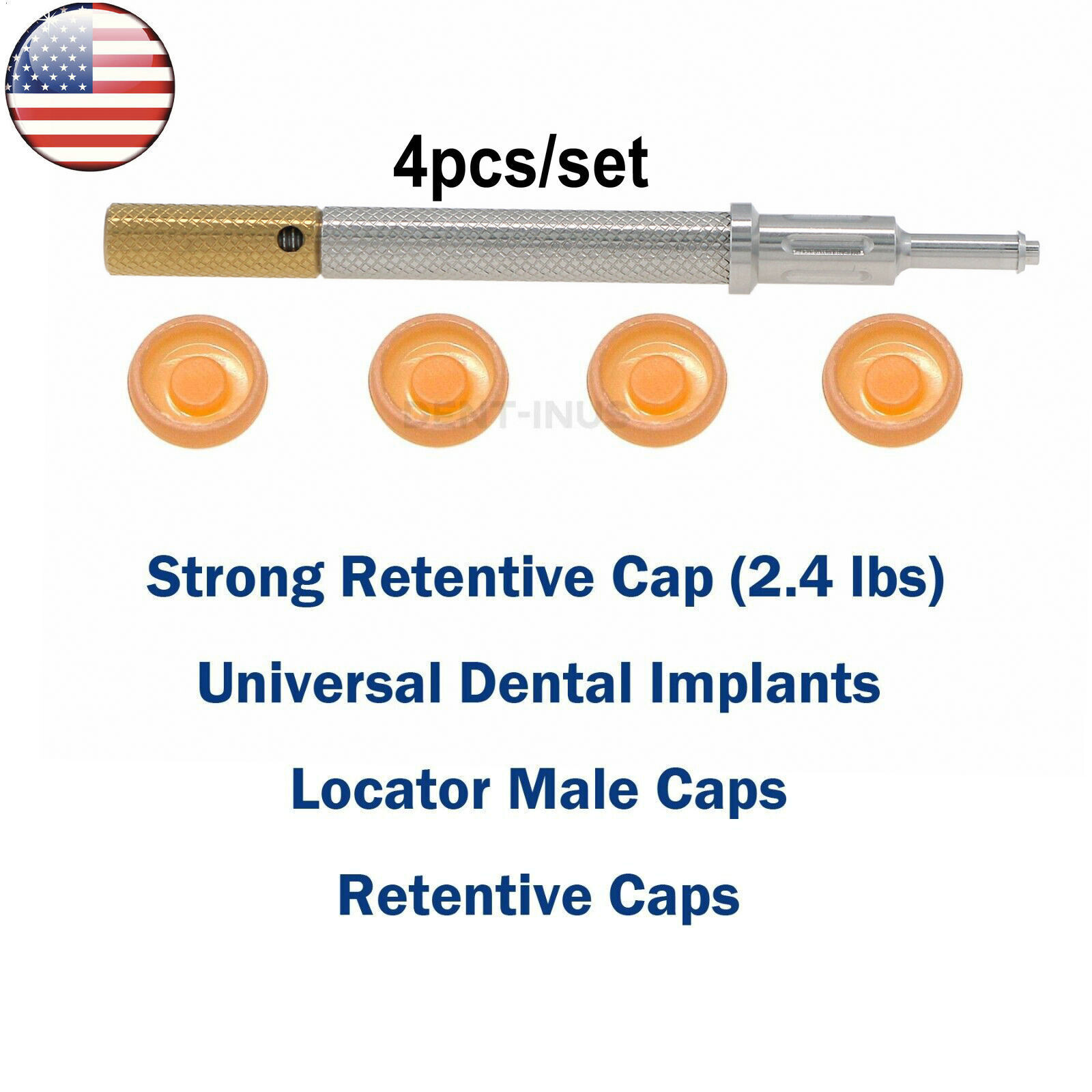 US Dental Overdenture Implant Retention Caps 2.4 lbs Locator Core Tool Universal