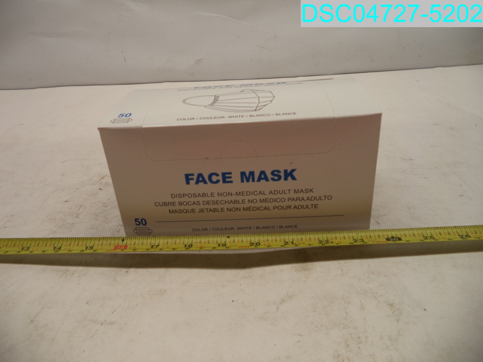 QTY=500(10 X 50): P518025 White Non-Medical Adult Face Mask
