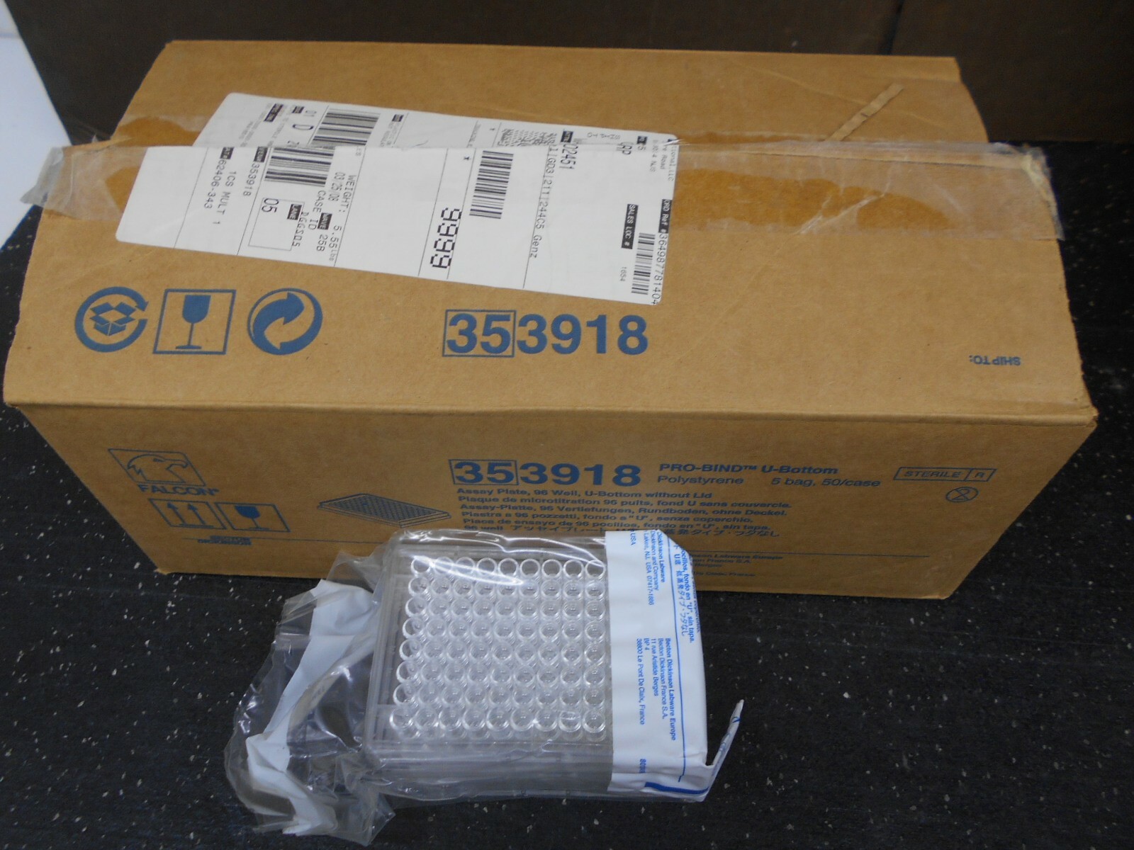BECTON DICKINSON 353918 PRO BIND 96 WELL U BOTTOM ASSAY PLATE BOX OF 45