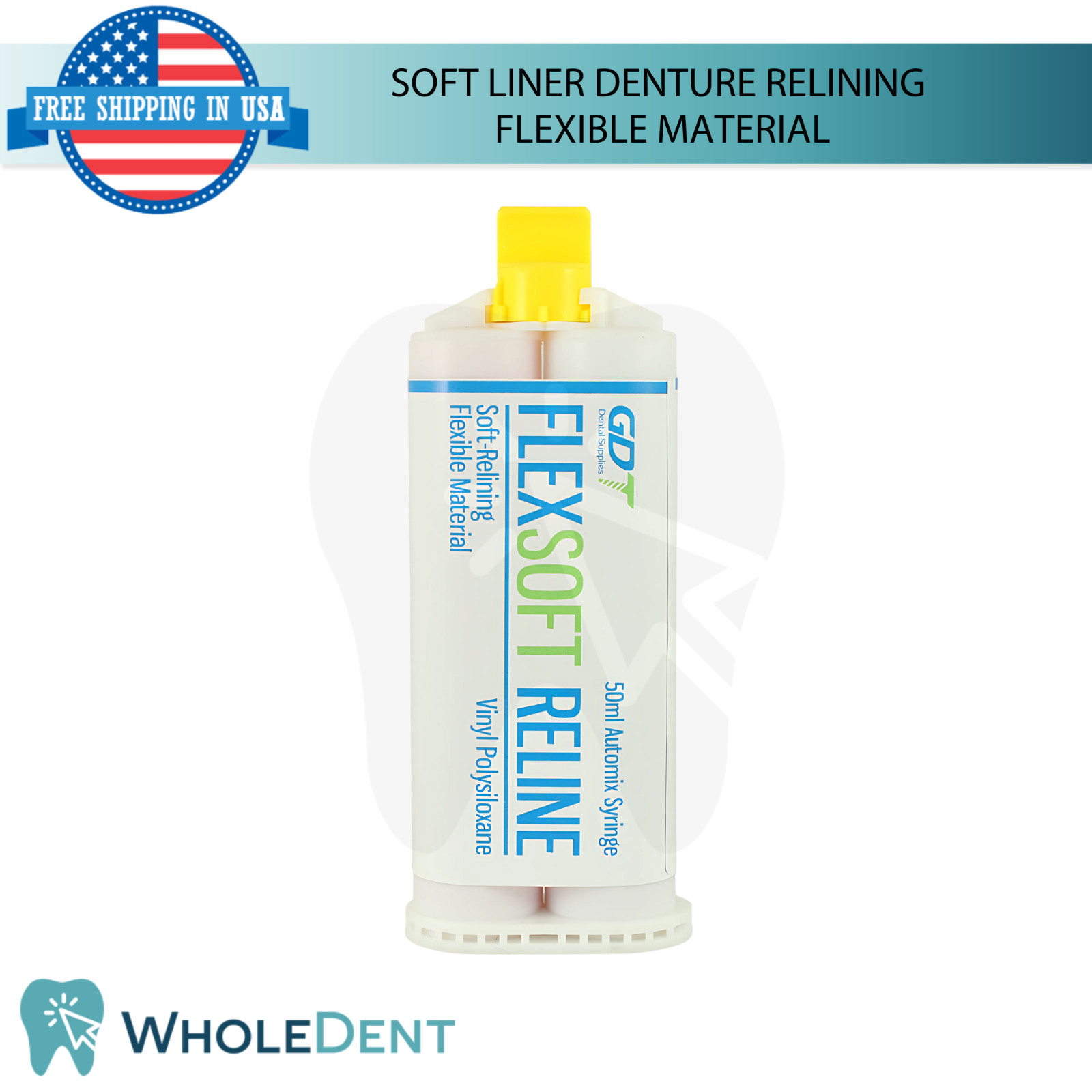 1X Dental GDT Supplies Flex Soft Reline Denture 50ml With Primer 10ml Set