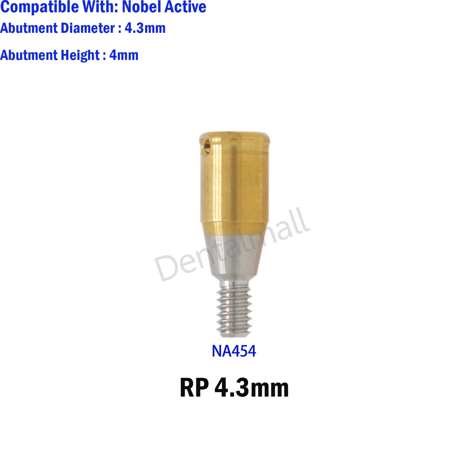 Dental Overdenture Locator Abutment for Nobel Active RP Ø4.3mm GH 1-5mm