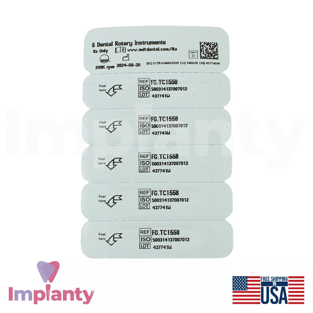 MDT Dental FG Carbide Domed Fissure Cross Cut Burs Contouring Tooth Surfaces