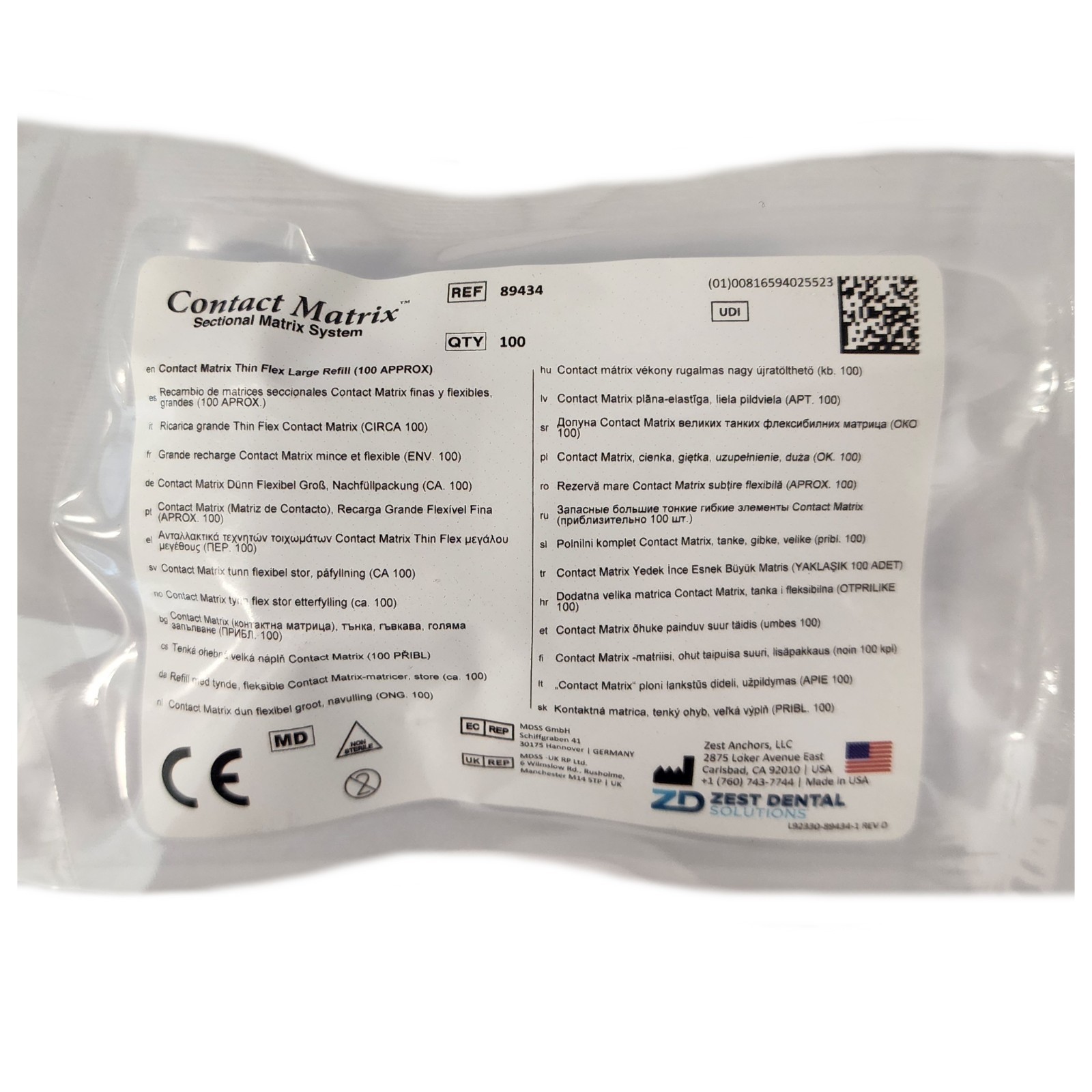 *100-Pack* Danville Zest Dental Contact Matrix Lite Thin Flex Large Refill 89434