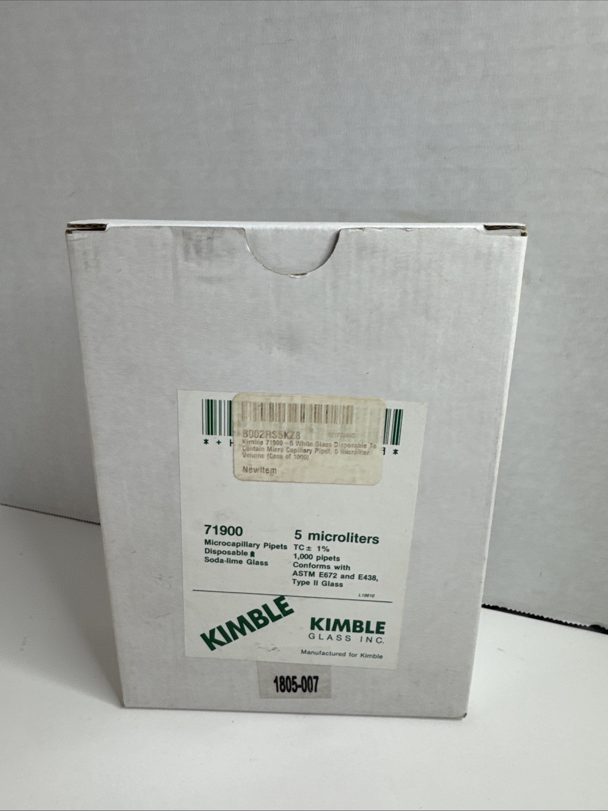 1000 KIMBLE 71900 – 5 Microcapillary Glass Pipets 5 Microliters 1805-007 Pipette