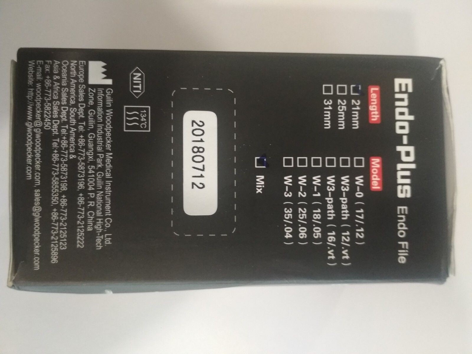 Dental Woodpecker Endo Plus Ni-Ti Root Canal 6 Files Pack Assorted 25mm Length