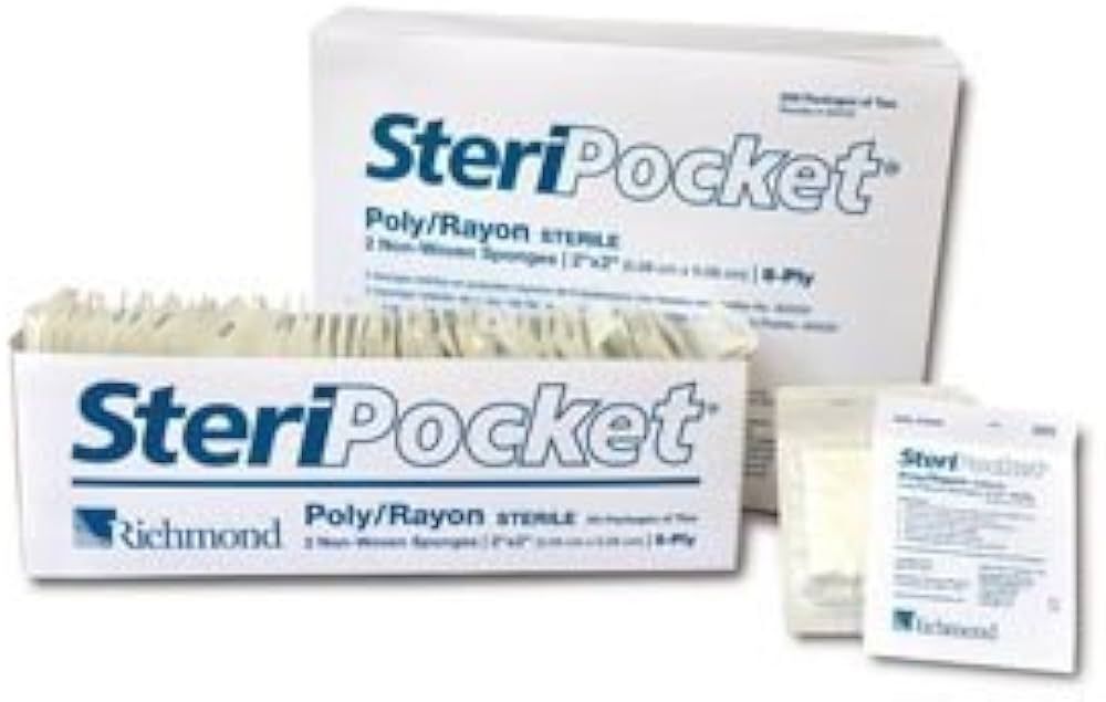 SteriPocket 2″ x 2″ Sterile Cotton Filled Sponges 600/Bx. Individual Packets