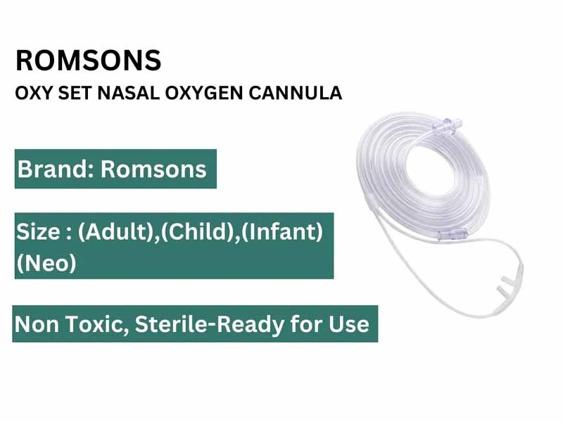 Romsons Oxy Set Nasal Oxygen Cannula for Child, Infant, Neonate Pack of 20