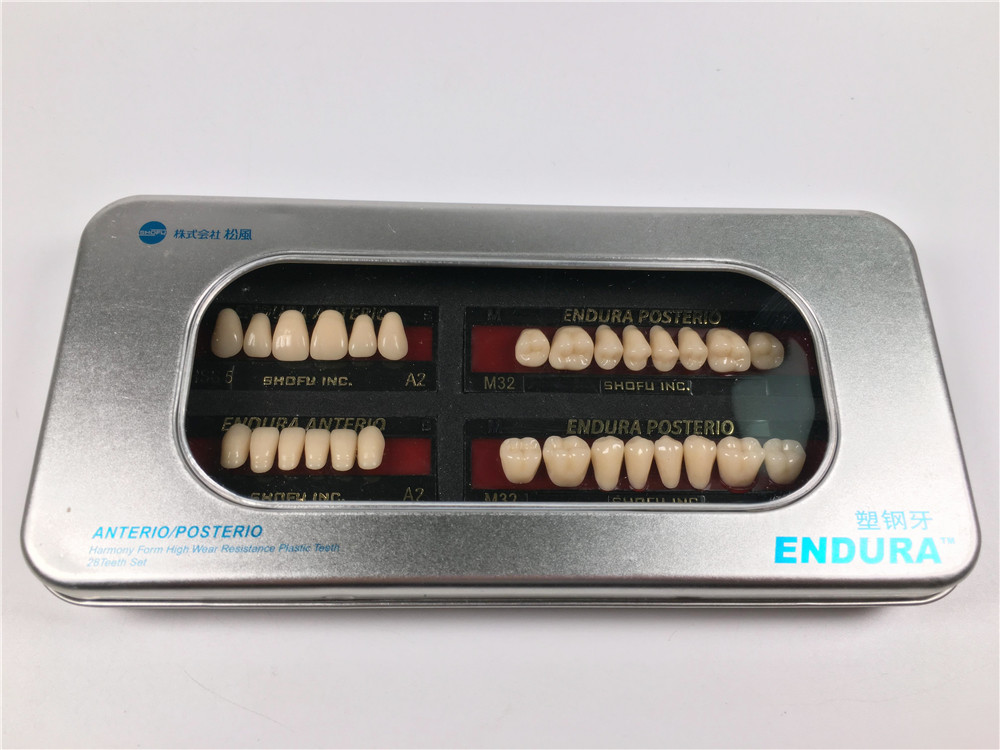 1 Box of SHOFU ENDURA Dental Denture False Teeth Resin A2 M28 M30 M32 Plastic