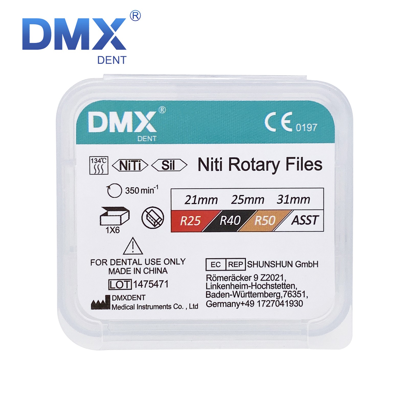 DMXDENT RECIPROC Blue Dental Endo NiTi File 6pcs/set R25/R40/R50 in 21, 25, 31mm
