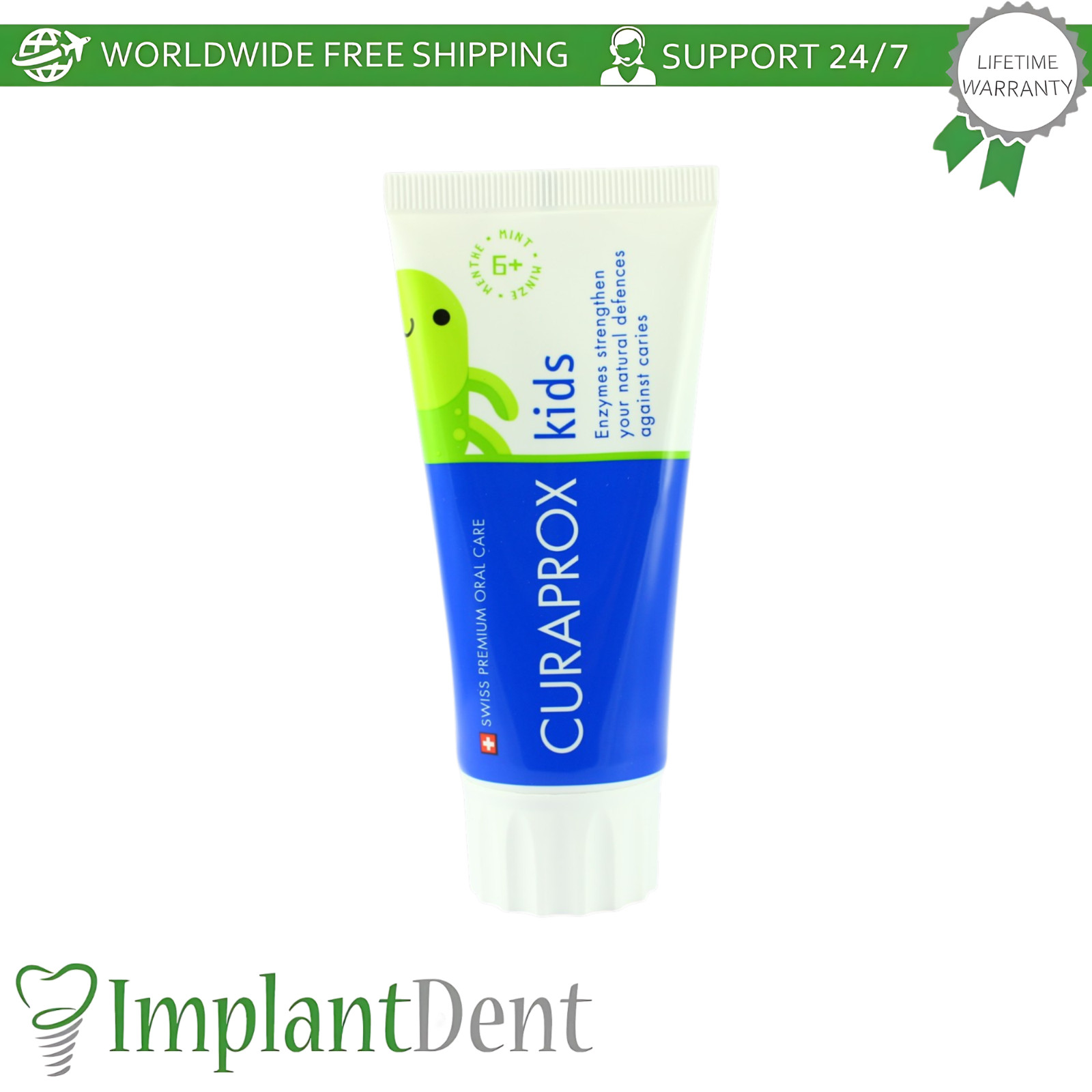 Dental FIuoride Toothpaste 60ml Kids Age 6+ Gentle Oral Care Hygiene Curaprox