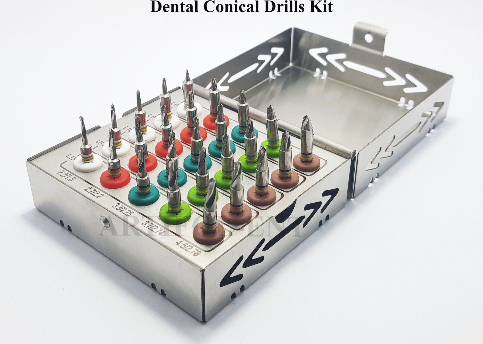 25 Pcs Conical Drills Kit Embedded Stoppers – Dental Conical Drill Set # OS1020