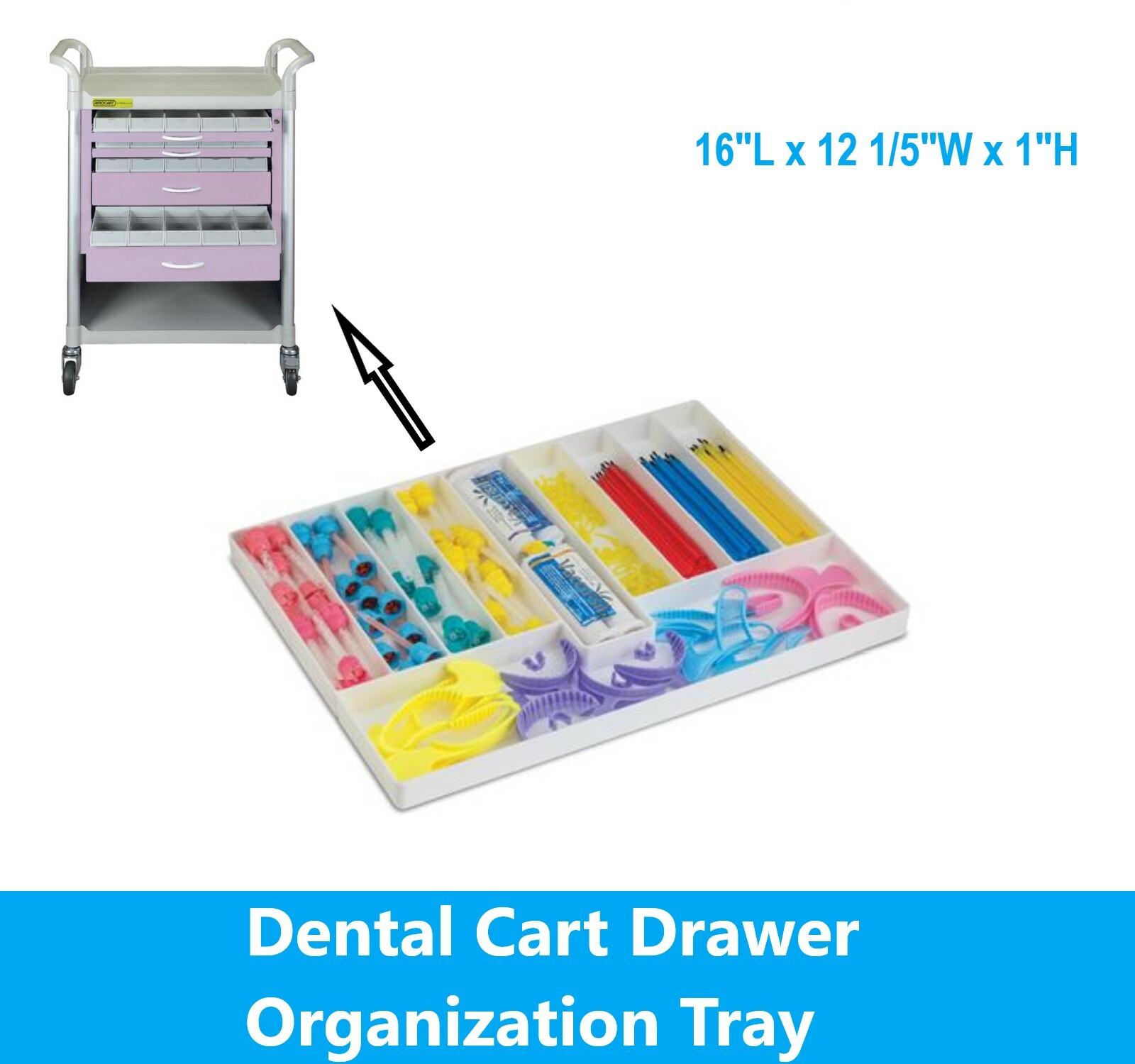 Dental Procedure Cart Drawer Organization Tray – Various Storage Options